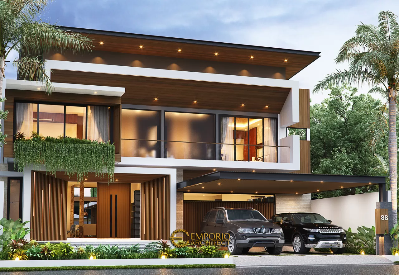 Desain Rumah Modern 2 Lantai Bapak Yoga di Lampung - Tampak Depan 15090