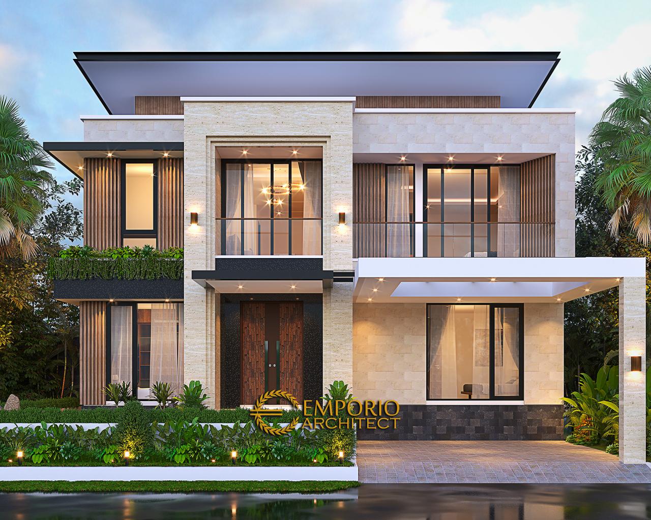 Desain Tampak Depan 3 Rumah Modern 2 Lantai Bapak Yan Yeremia di BSD, Tangerang Selatan, Banten 3