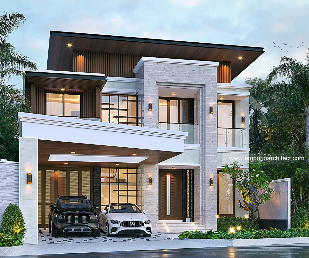 Desain Tampak Depan 2 Rumah Modern 2 Lantai Bapak Deny di Yogyakarta 27327