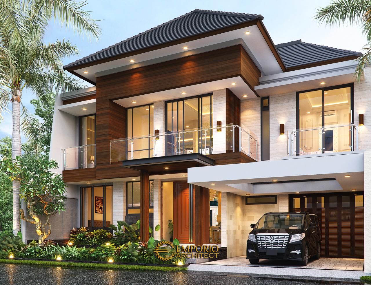 Desain Rumah Modern 2 Lantai Ibu Susan di Bandung - Tampak Depan Tanpa Pagar 1