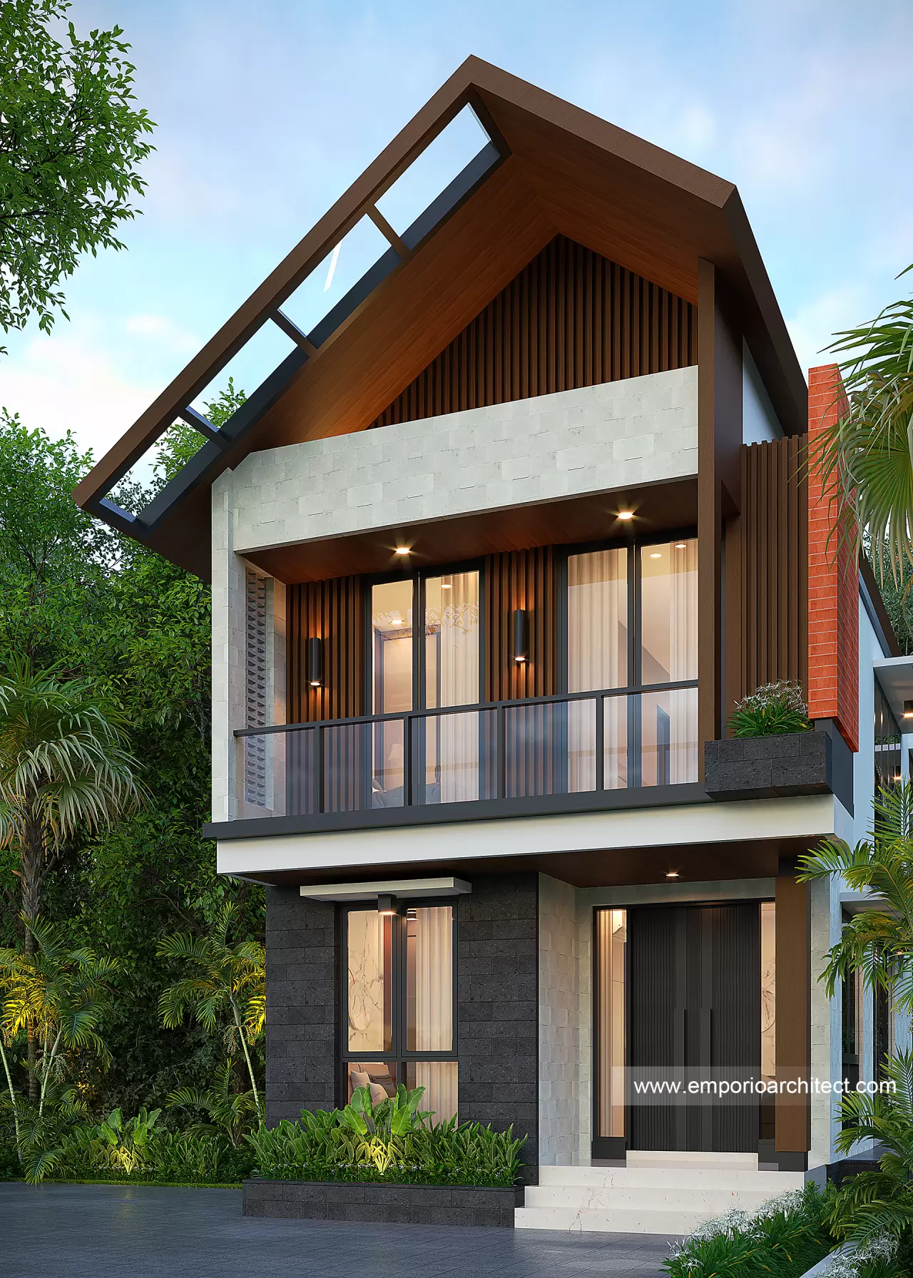 Desain Tampak Depan 2 Rumah Modern 2 Lantai Ibu E di Jembrana, Bali 44683