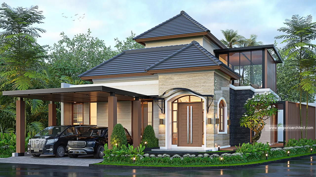 Desain Tampak Hook Rumah Modern 2 Lantai Ibu SHT di Tangerang 42322