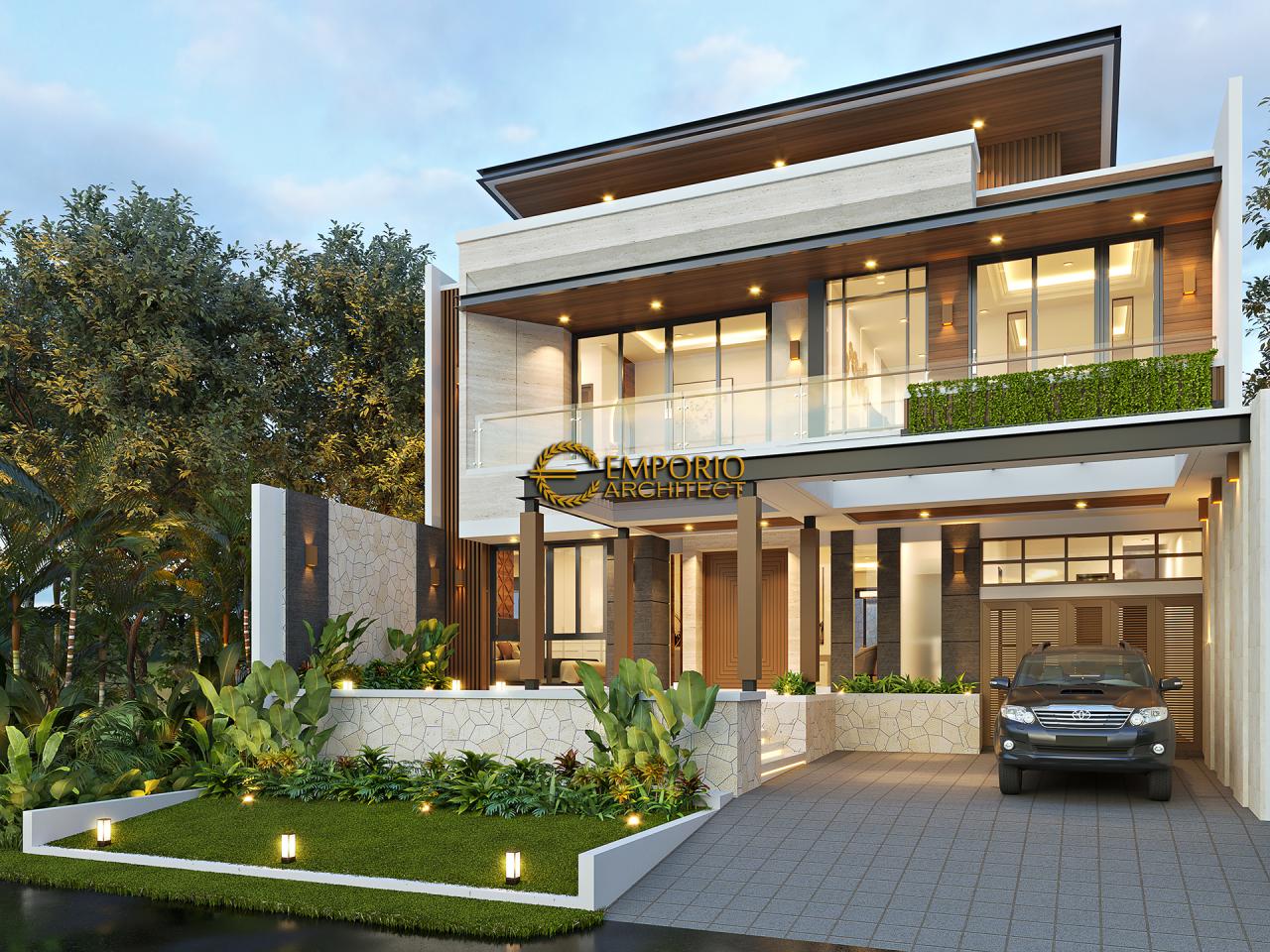 Desain Rumah Modern 2 Lantai Ibu Juliana di Cikarang, Bekasi, Jawa Barat - Tampak Depan 1