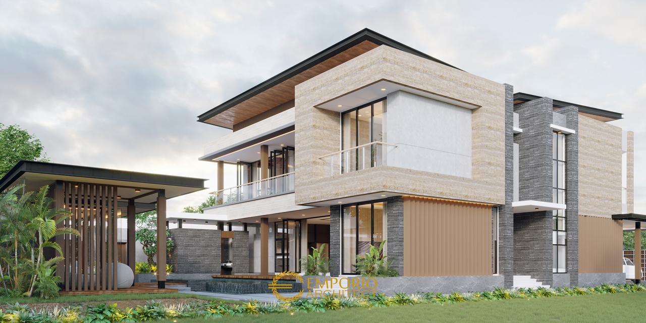Desain Tampak Samping Rumah Modern 2 Lantai Bapak Usman di Tangerang, Banten 4