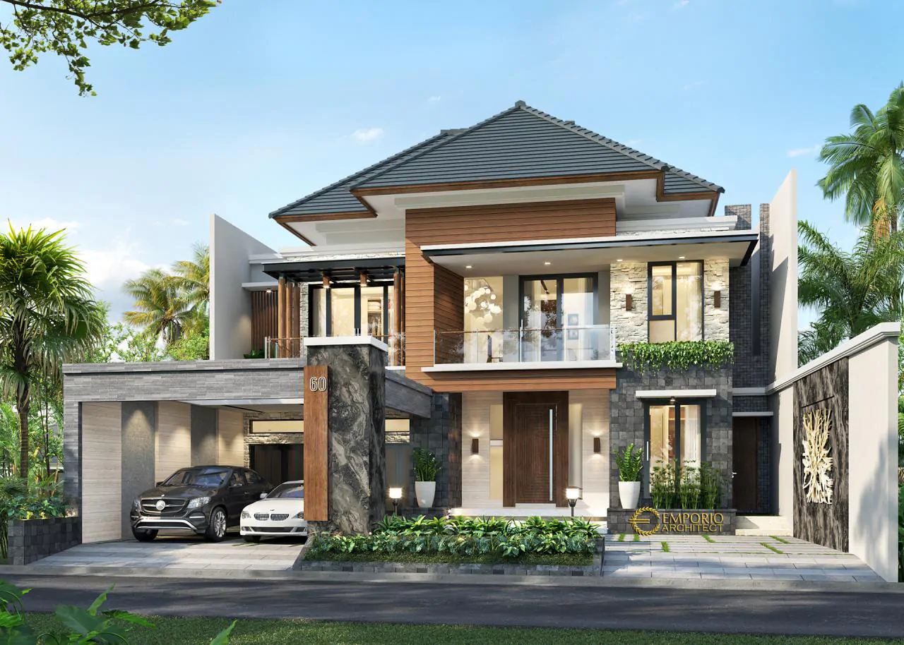 Desain Tampak Depan Rumah Modern 2 Lantai Mrs. Asty di Ponorogo, Jawa Timur 11200