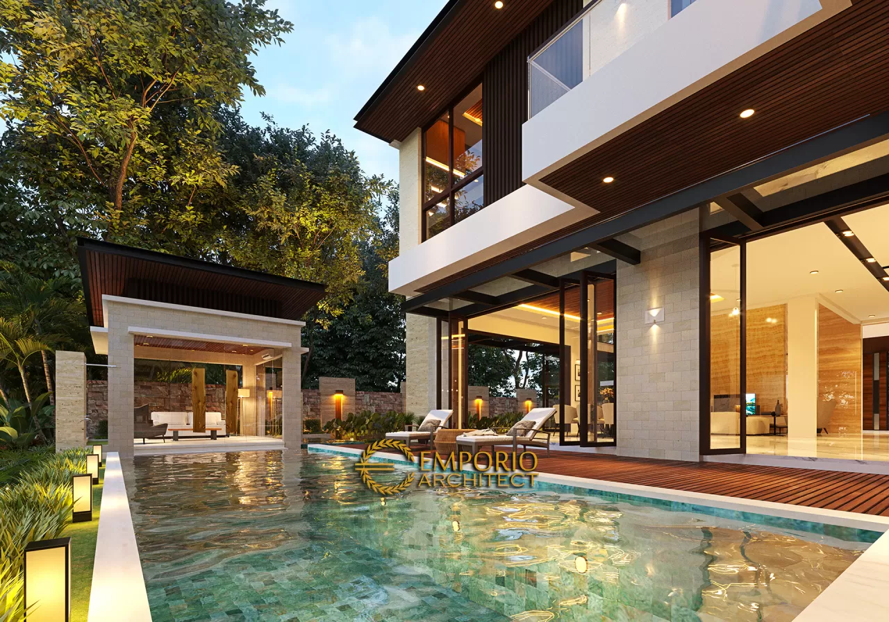 Desain Tampak Detail Belakang 2 Rumah Modern 2.5 Lantai Bapak Budi di Jakarta Timur 13992