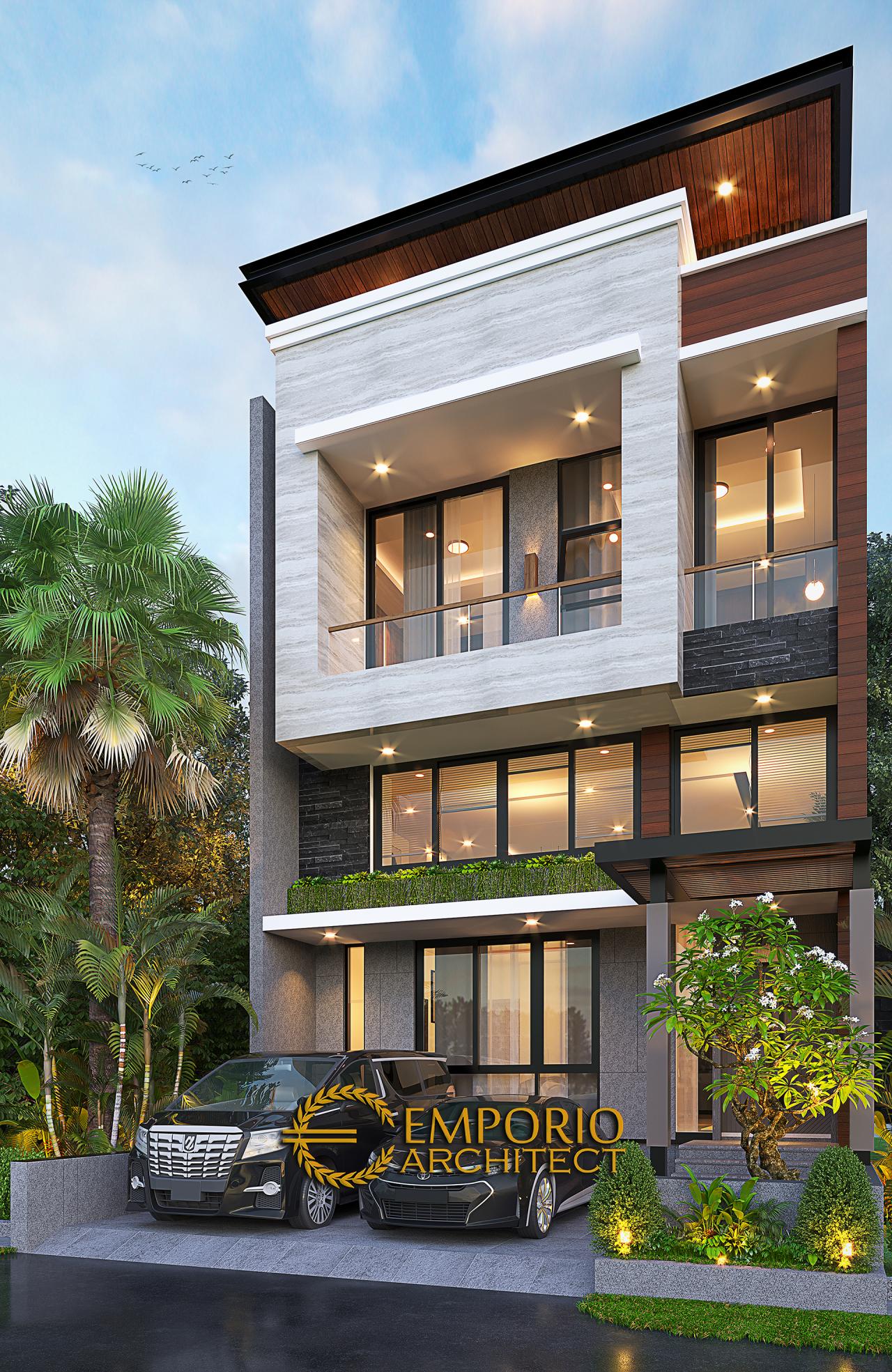Desain Tampak Depan 2 Rumah Modern 2.5 Lantai Bapak David di Jakarta 2