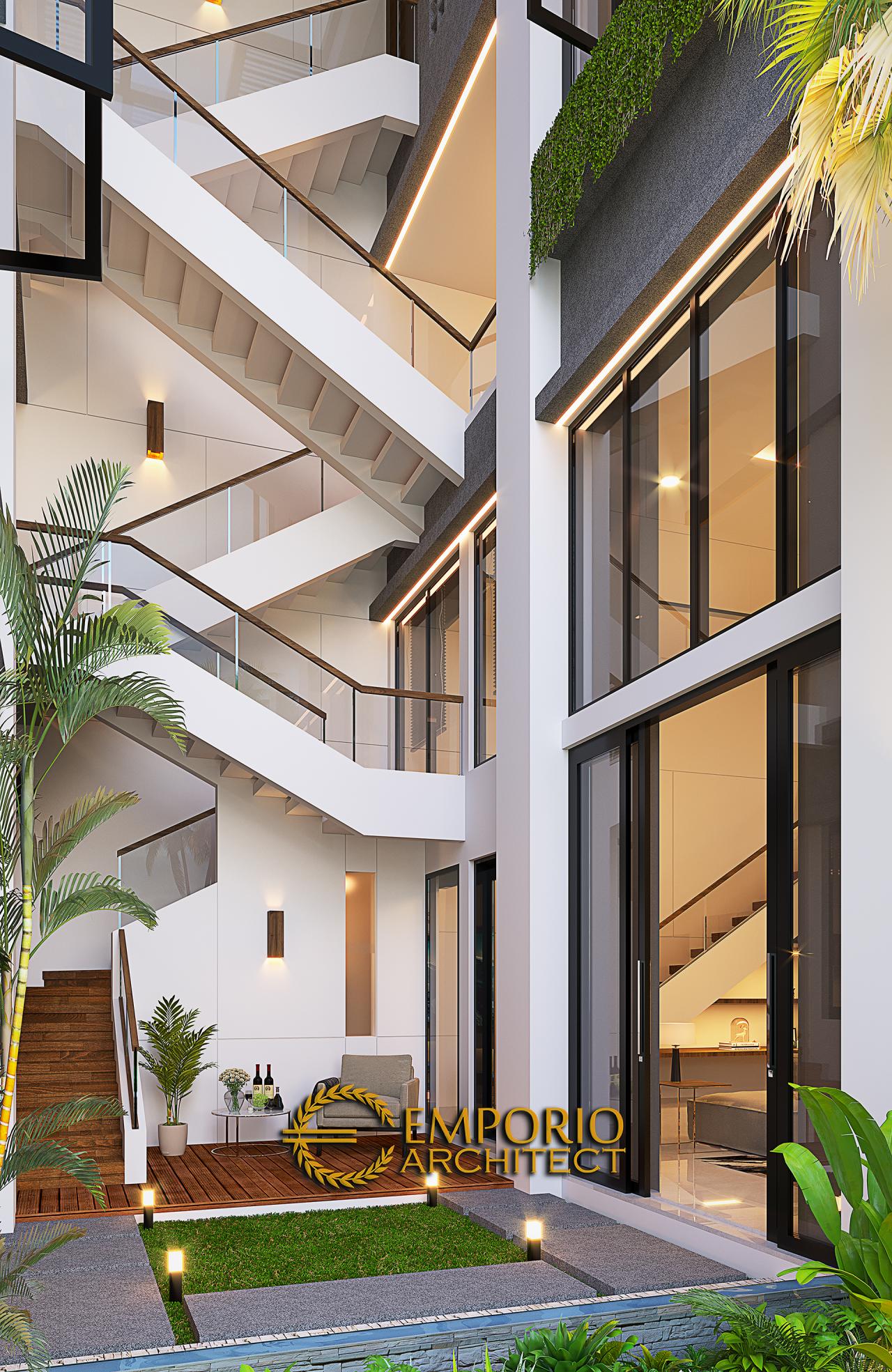 Desain Tampak Belakang umah Modern 2.5 Lantai Bapak David di Jakarta 3