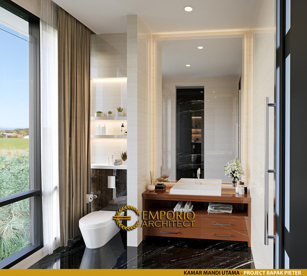 Desain Kamar Mandi Utama Rumah Modern 2.5 Lantai Bapak Pieter di Makassar, Sulawesi Selatan 16