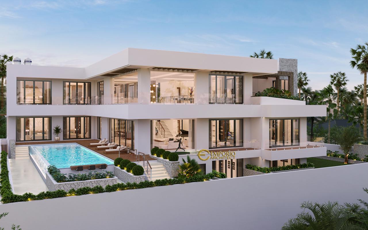 Desain Tampak Belakang Rumah Modern 2.5 Lantai Bapak Pieter di Makassar, Sulawesi Selatan 2