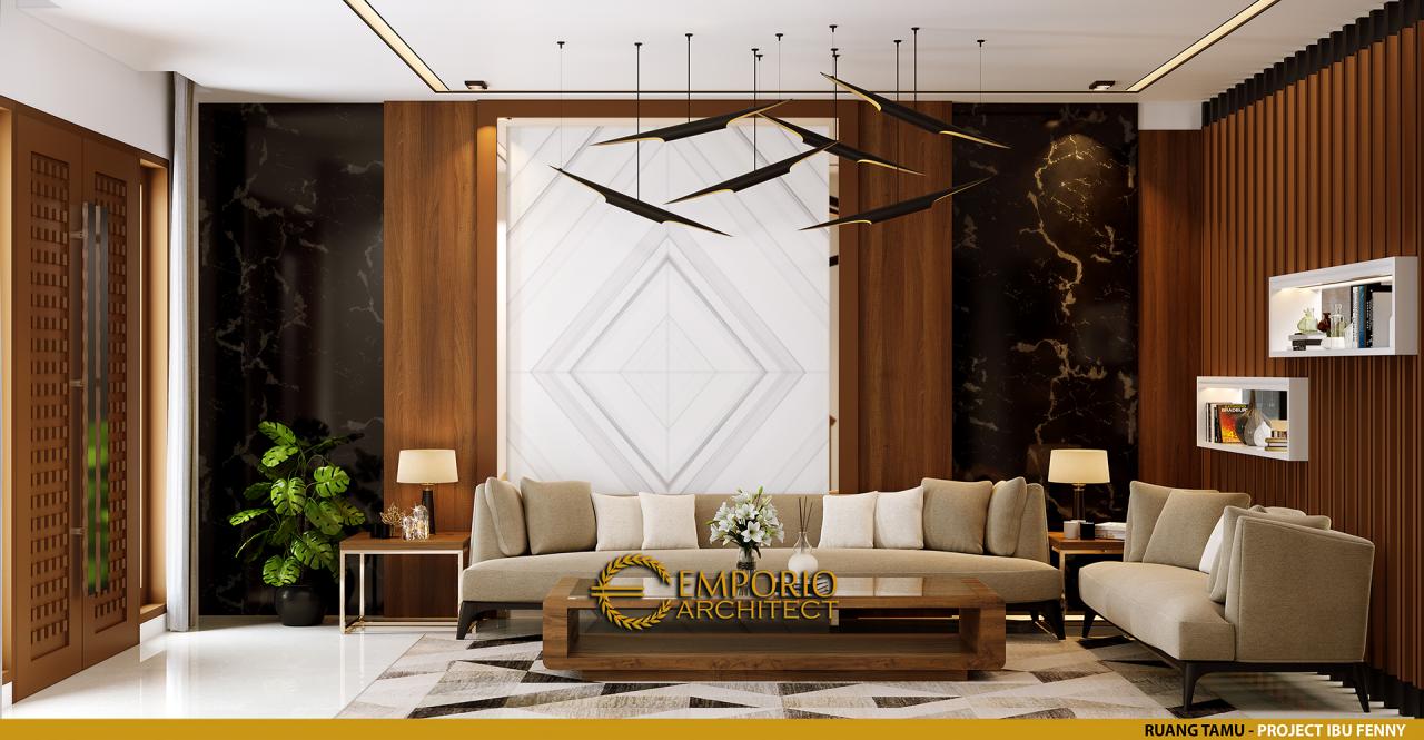 Desain Ruang Tamu Rumah Modern 2.5 Lantai Ibu Fenny di Manado 3