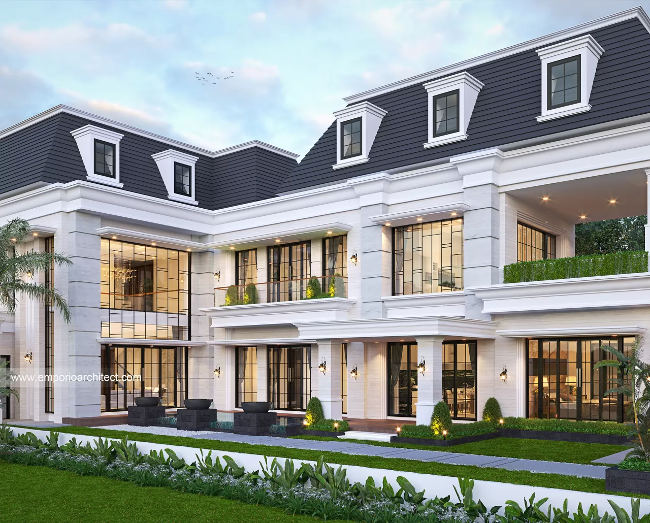 Desain Tampak Samping Rumah Klasik Modern 2.5 Lantai Ibu DLM di Bandung 28023