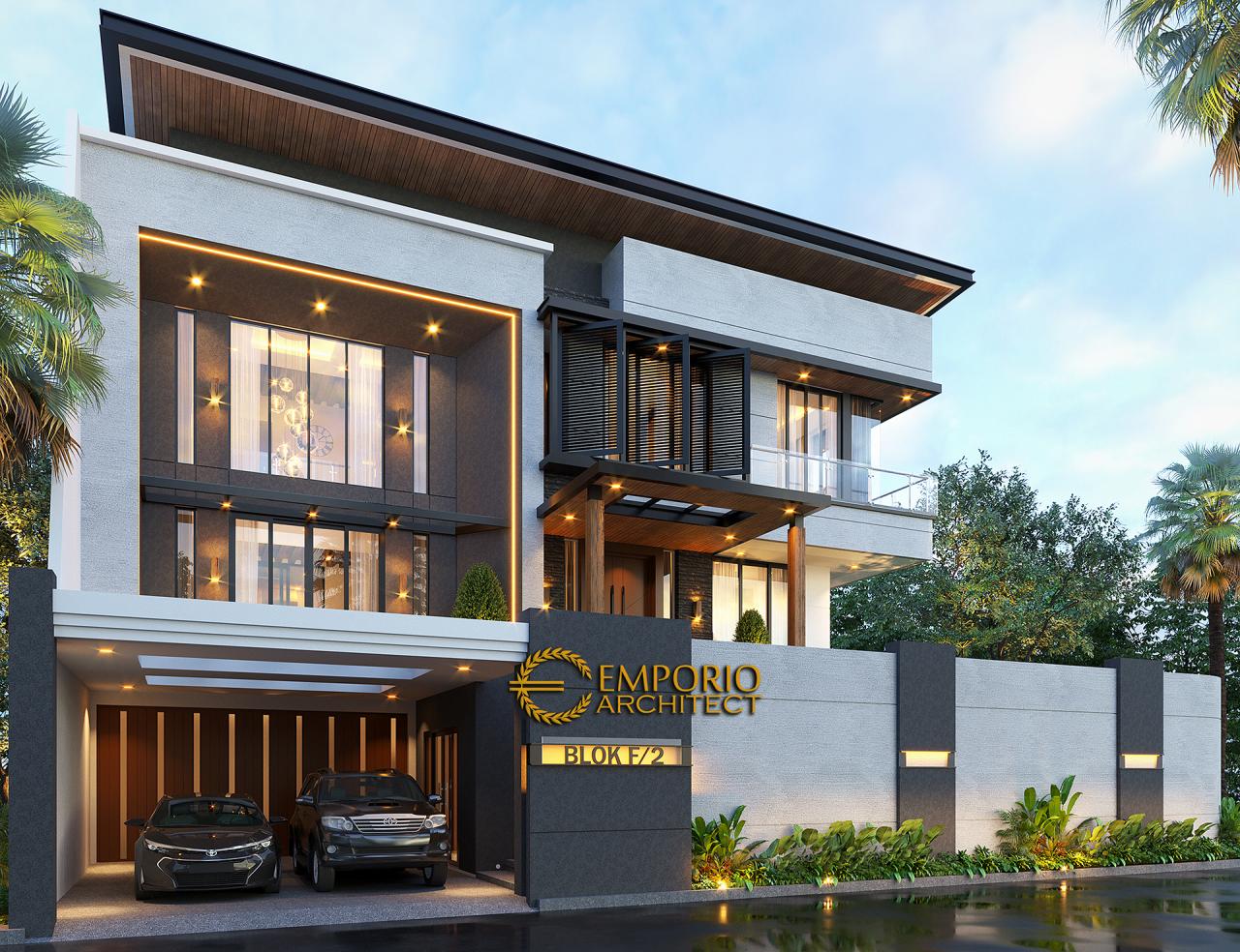 Desain Rumah Modern 3 Lantai Bapak Ben di Jakarta - Tampak Depan 1