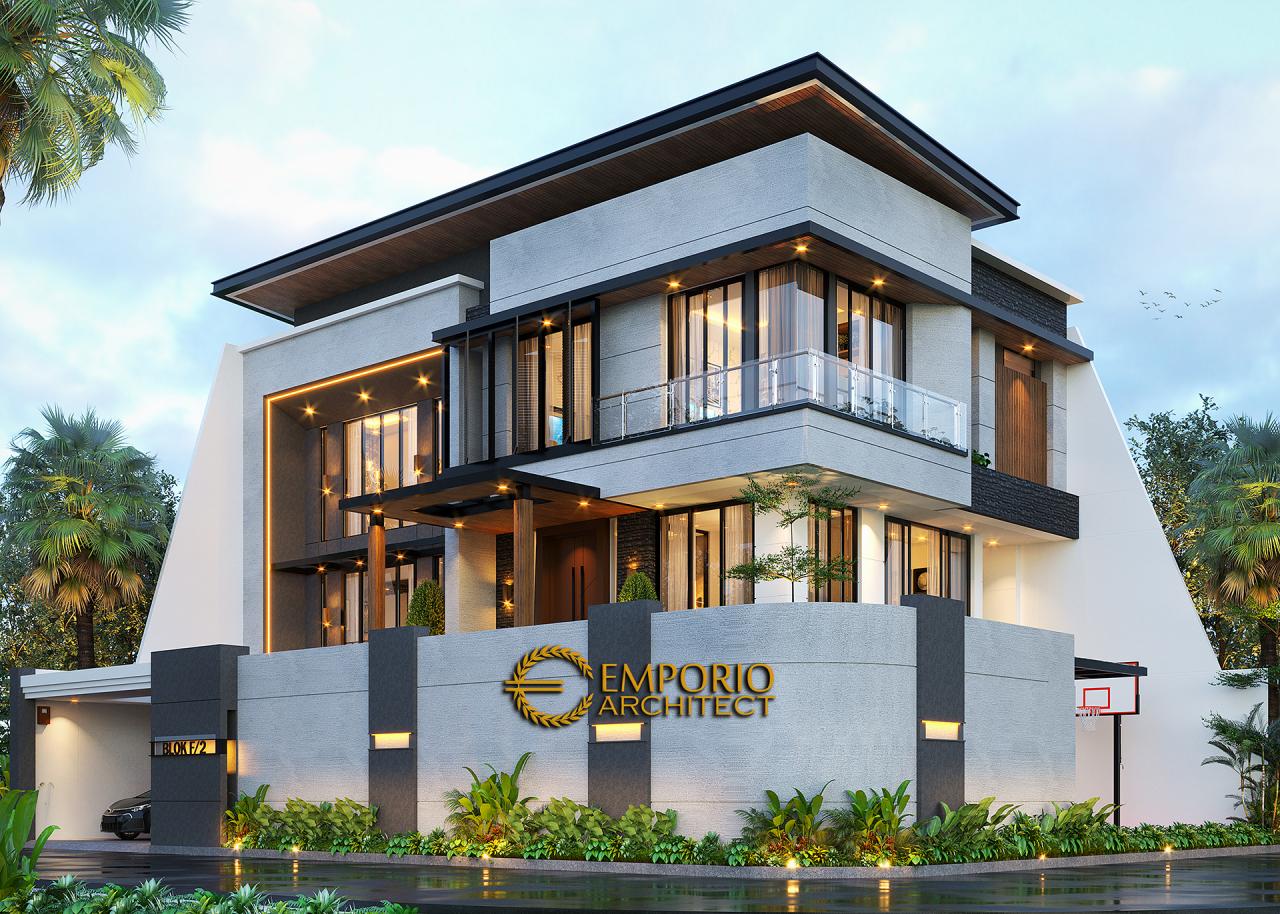 Desain Tampak Hook Rumah Modern 3 Lantai Bapak Ben di Jakarta 2
