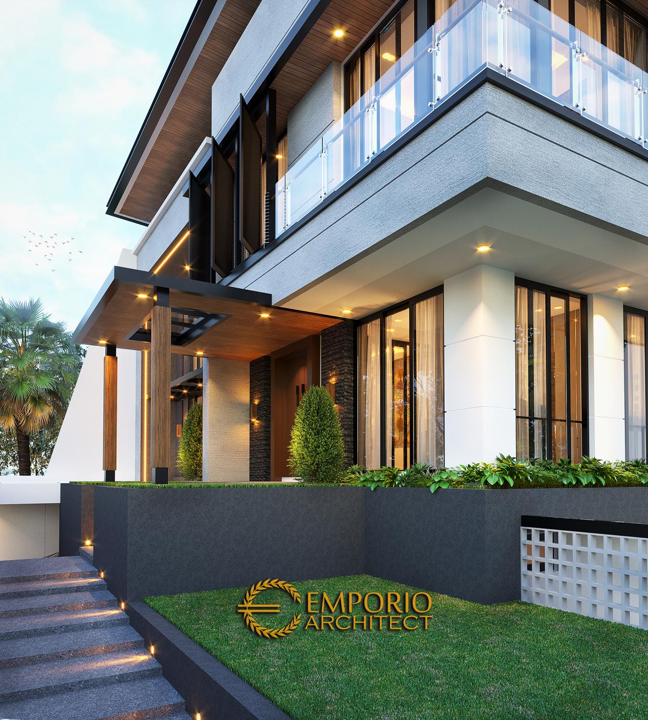 Desain Taman Depan Rumah Modern 3 Lantai Bapak Ben di Jakarta 3