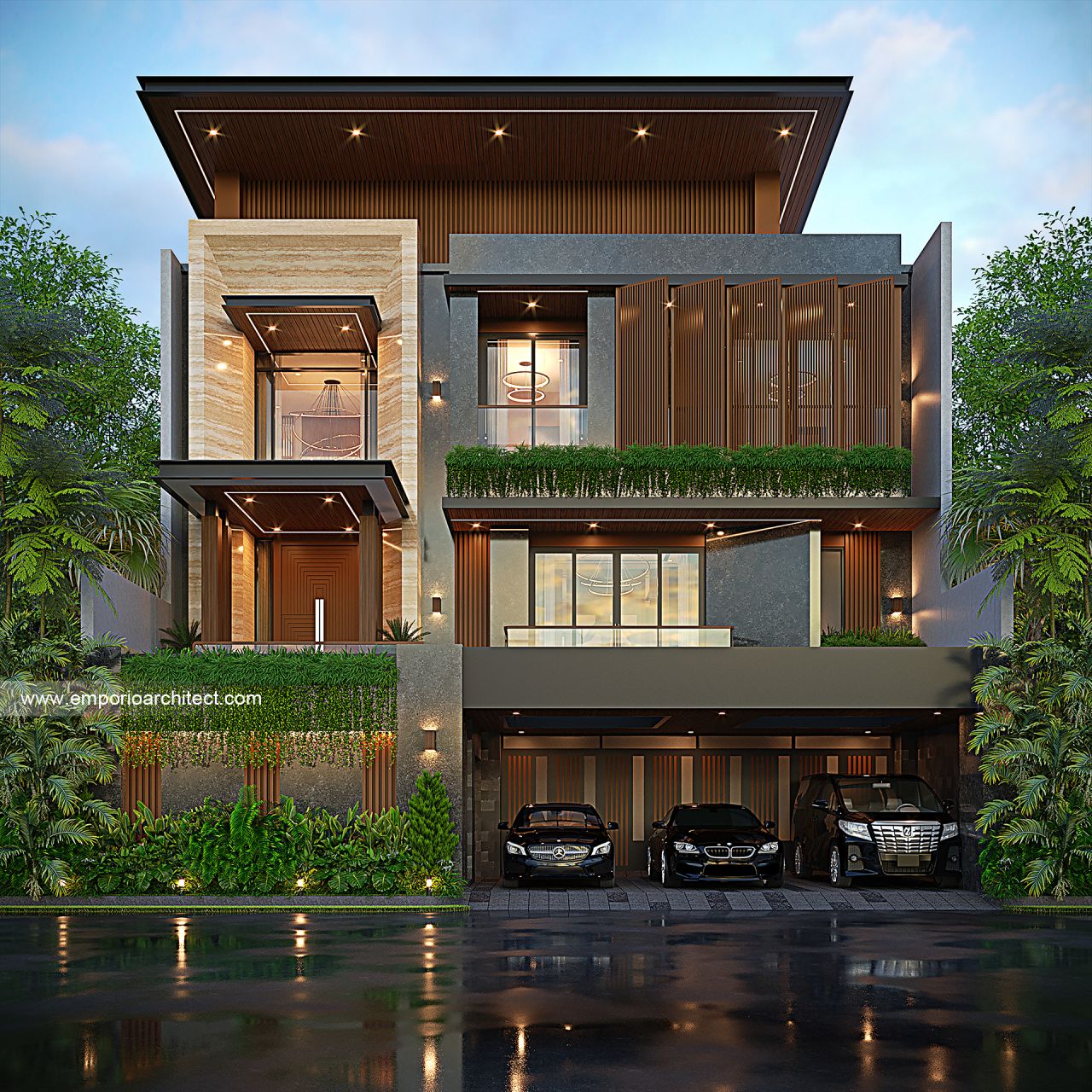 Gambar Desain Rumah Modern 3 Lantai Ibu ISR II 2151 di  Makassar