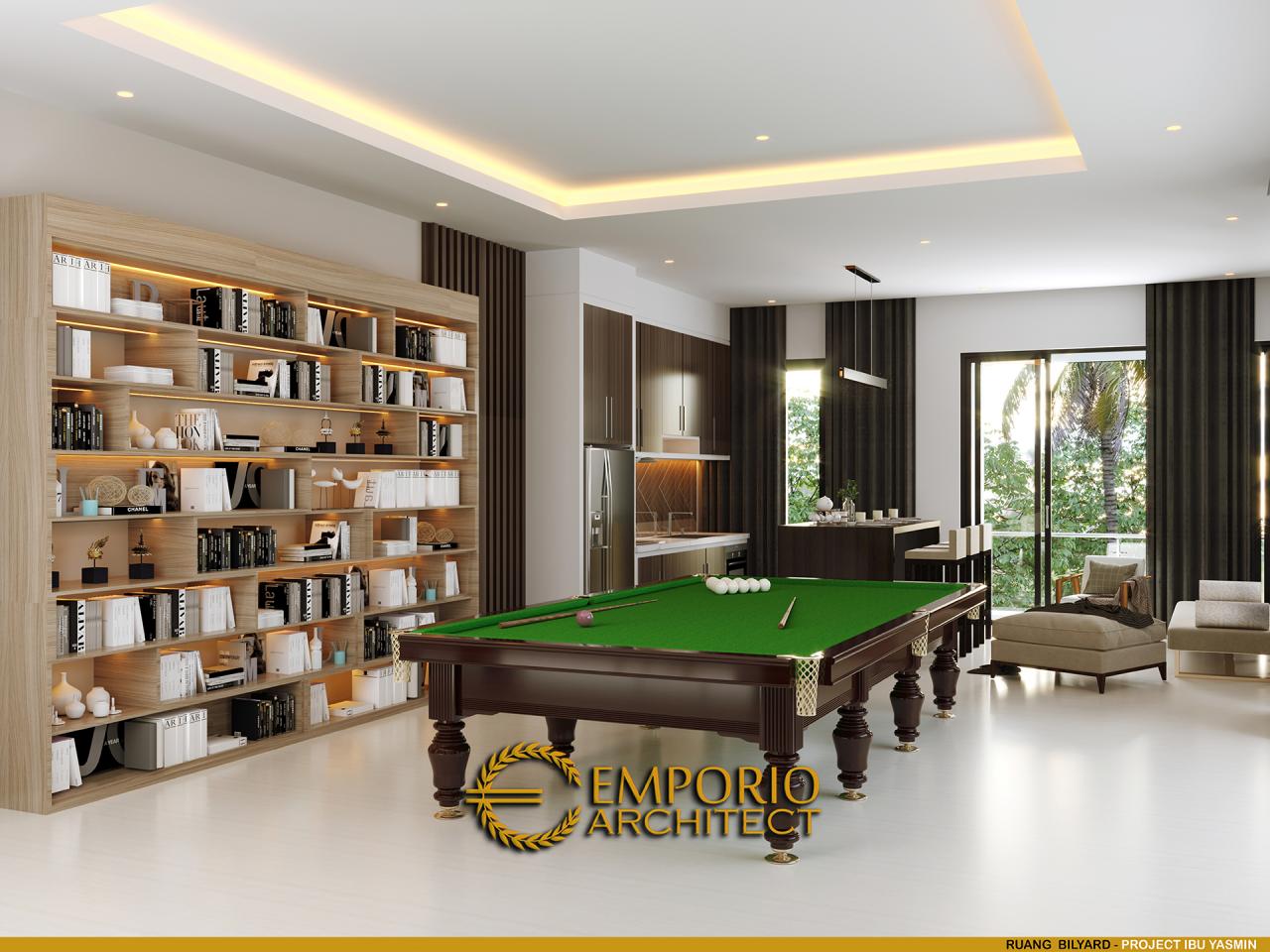 Desain Ruang Bilyard Rumah Modern 3 Lantai Ibu Yasmin di Bogor, Jawa Barat 10
