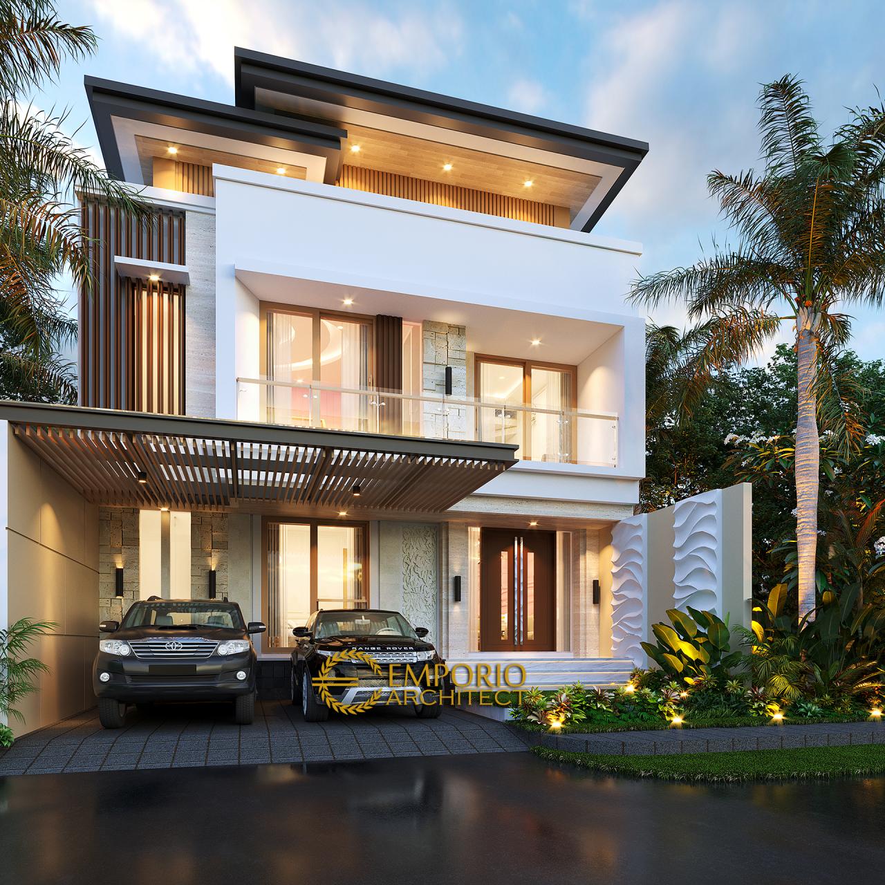 Desain Tampak Depan 2 Rumah Modern 3 Lantai Ibu Desi di Makassar, Sulawesi Selatan 2