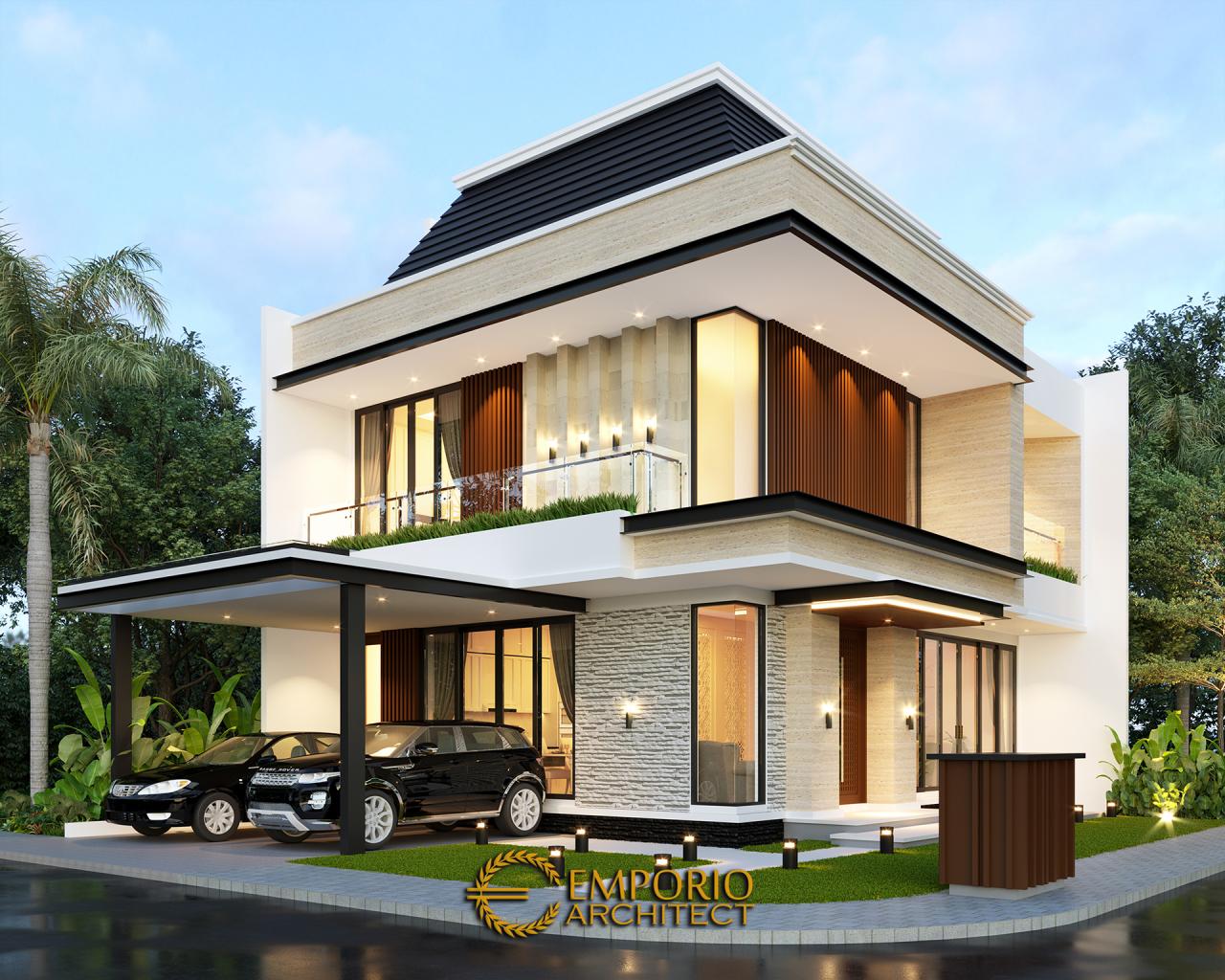 Desain Rumah Modern 3 Lantai Ibu Melani di Ciracas, Jakarta Timur - Tamping Samping 1