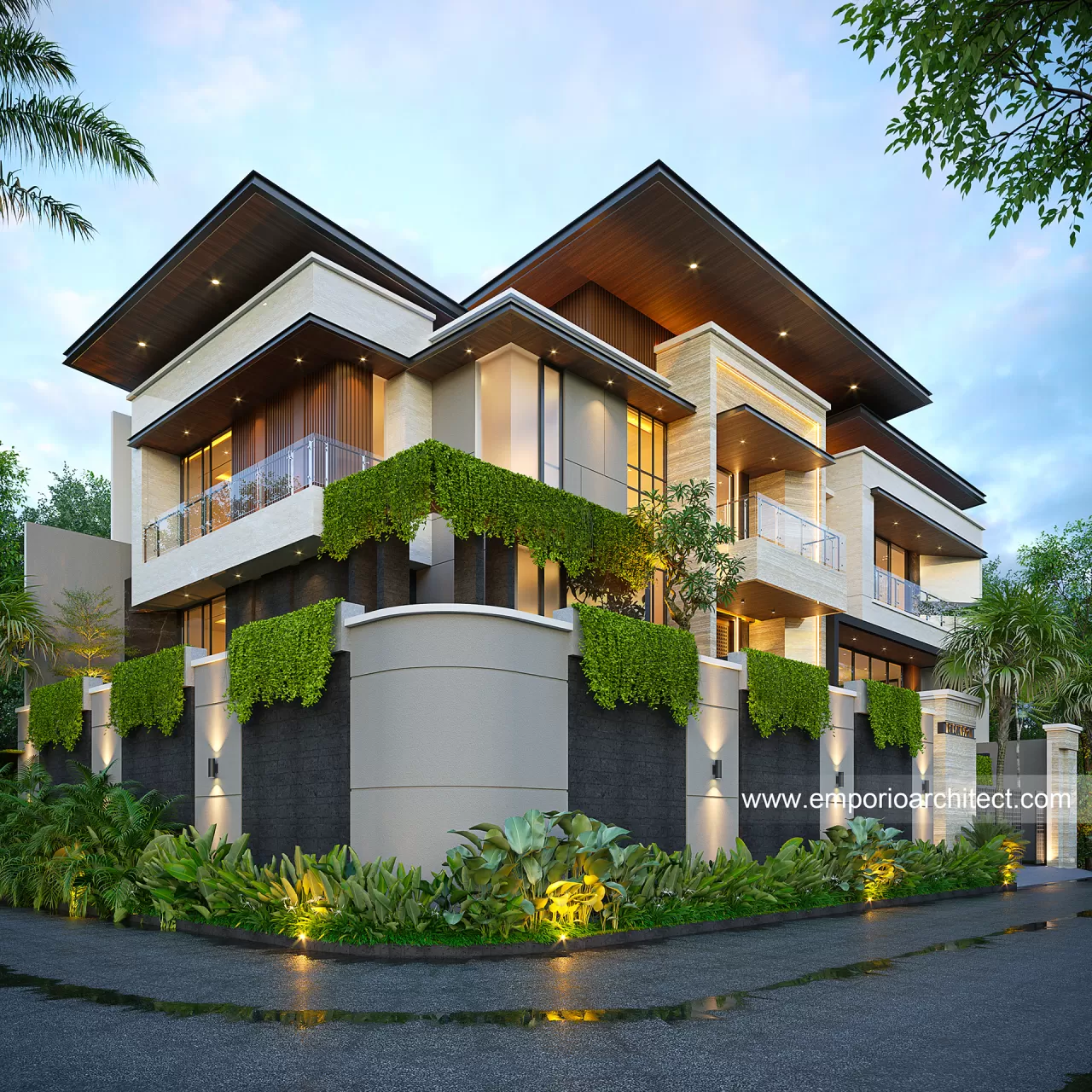 Desain Tampak Hook Rumah Modern 3 Lantai Ibu YLA di Jakarta 33197
