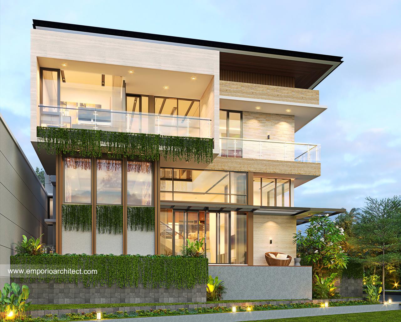 Desain Tampak Samping Rumah Modern 3 Lantai Bapak Christian Di BSD 