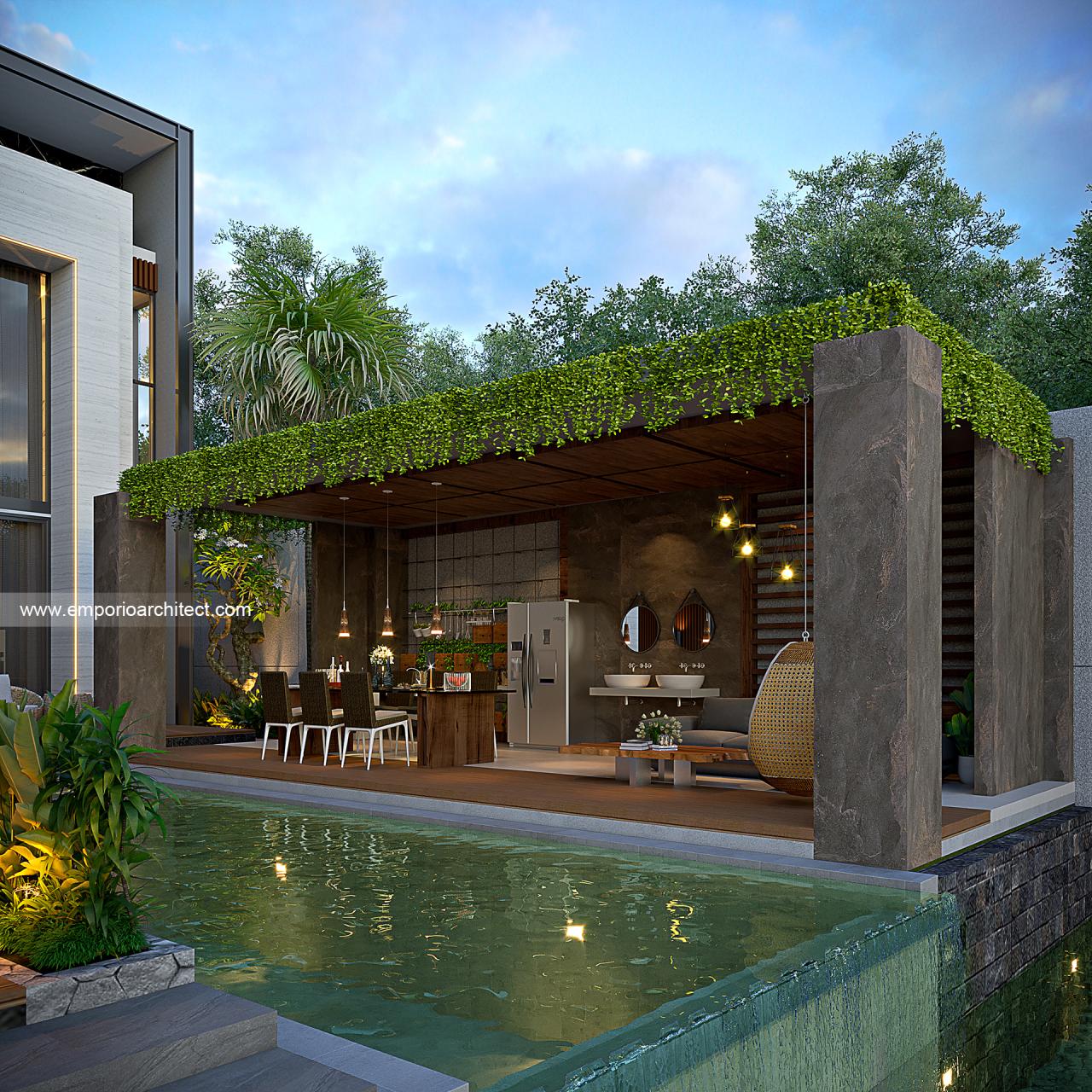 Desain Tampak Detail Pantry Rumah Modern 3 Lantai Bapak MBR di Sentul