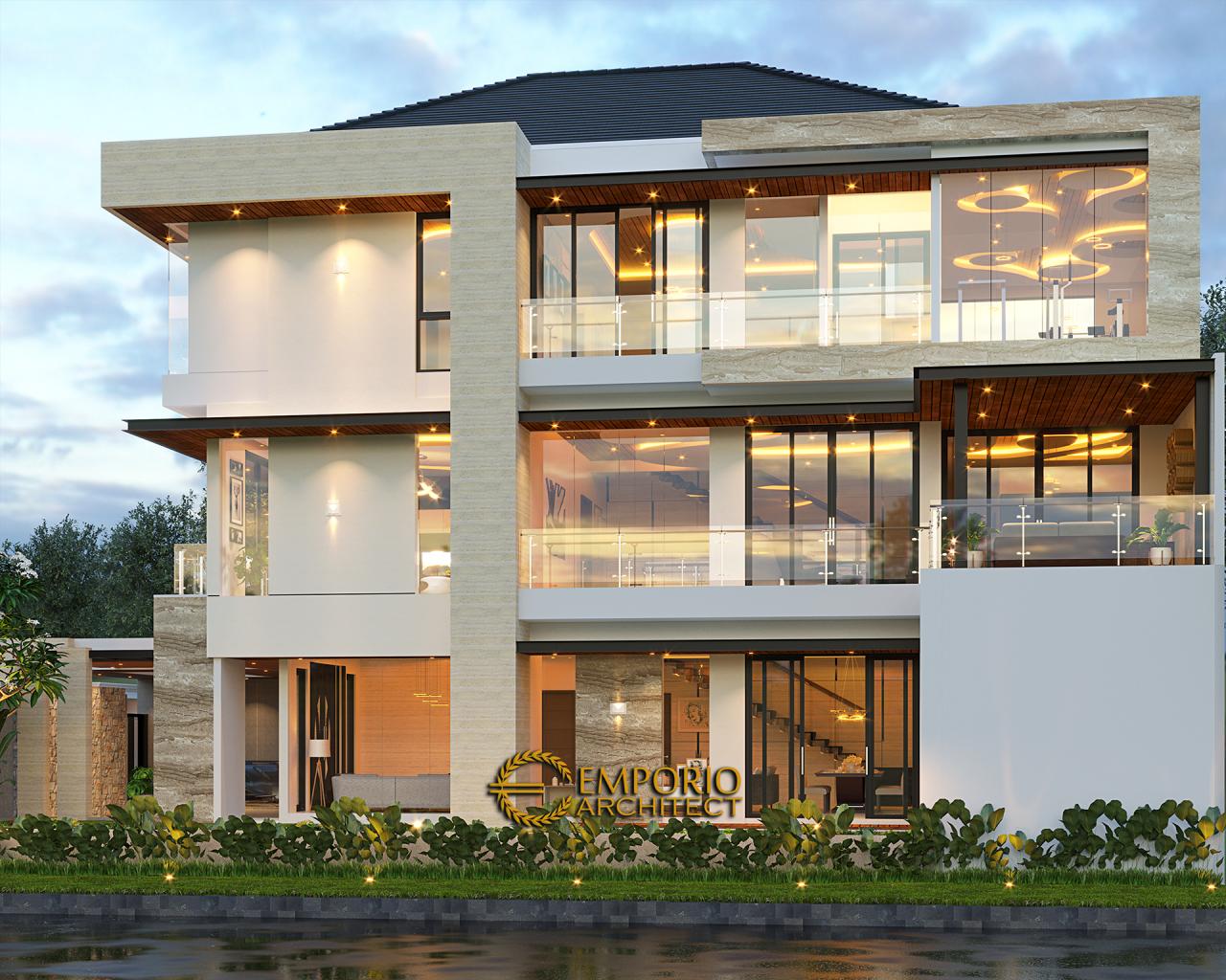 Desain Tampak Samping Rumah Modern 3 Lantai Bapak Wijaya di PIK, Jakarta 3