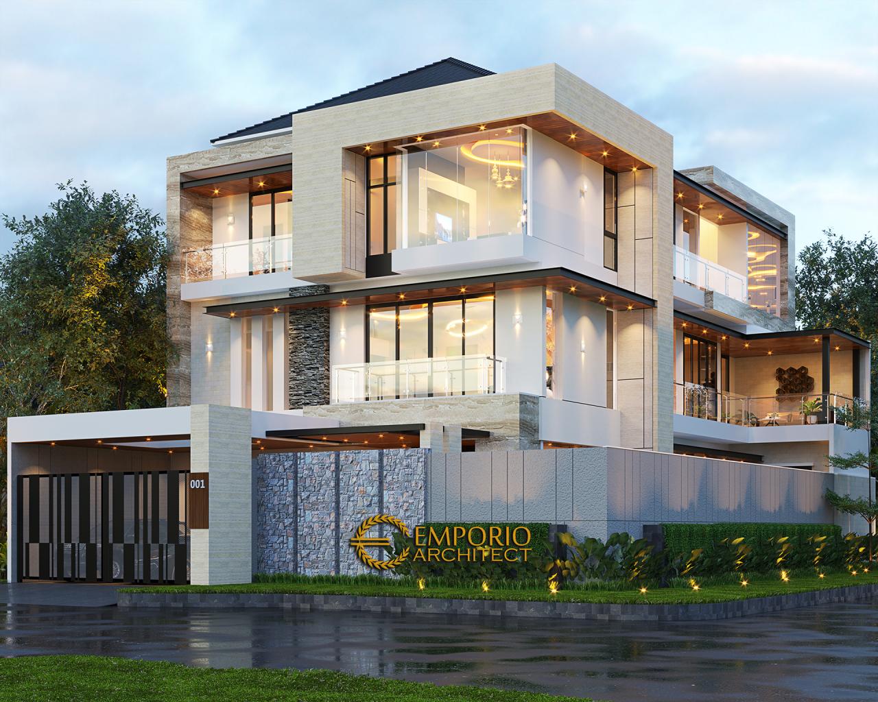 Desain Tampak Depan Dengan Pagar Rumah Modern 3 Lantai Bapak Wijaya di PIK, Jakarta 4