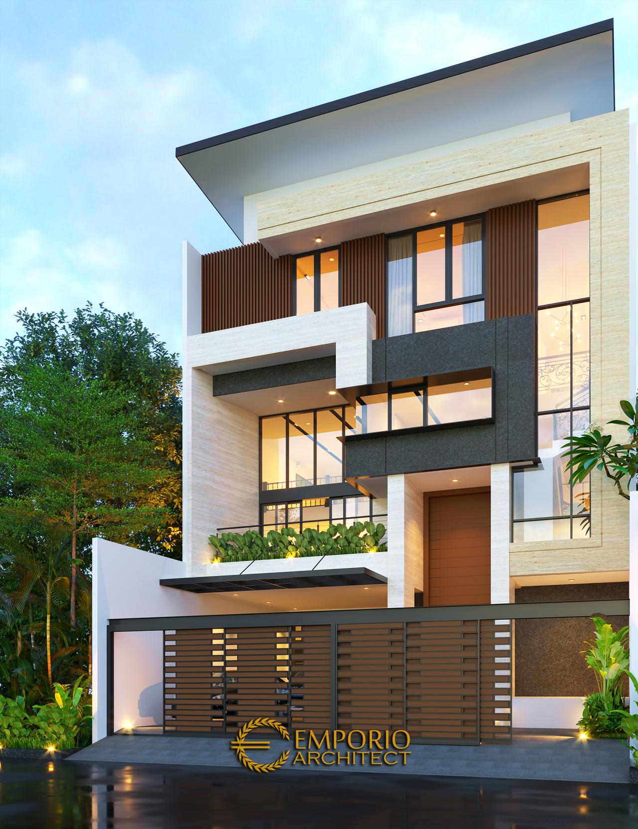 Desain Tampak Depan Dengan Pagar Rumah Modern 3 Lantai Bapak Leonardy di Jakarta Utara 3