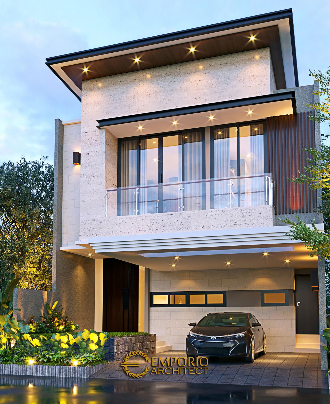 Desain Tampak Depan Tanpa Pagar 2 Rumah Modern 3 Lantai Bapak Anton di Jakarta 2