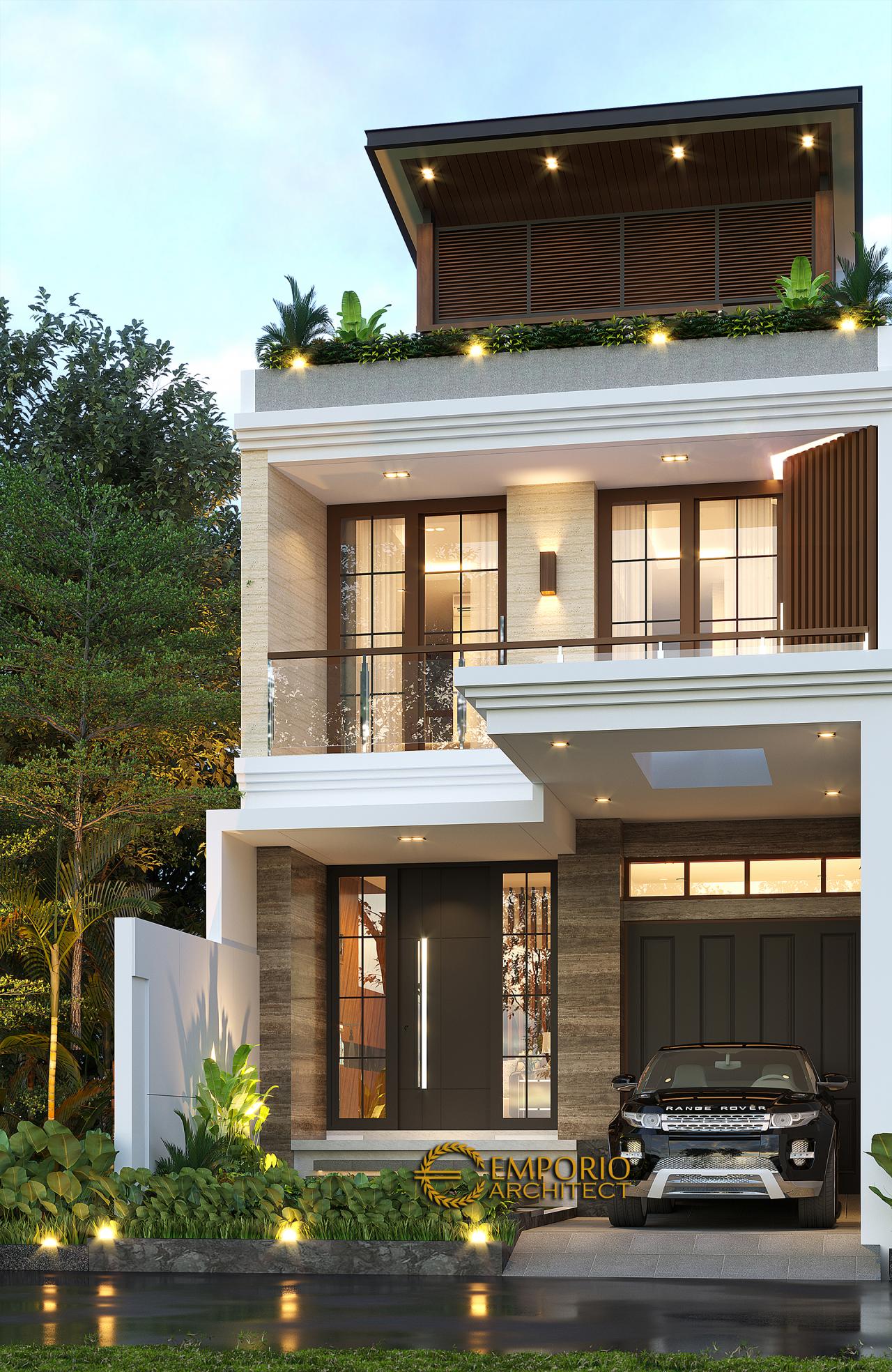 Desain Tampak Depan Tanpa Pagar 2 Rumah Modern 3 Lantai Ibu Liza Fitria di Bukittinggi, Sumatera Barat 2