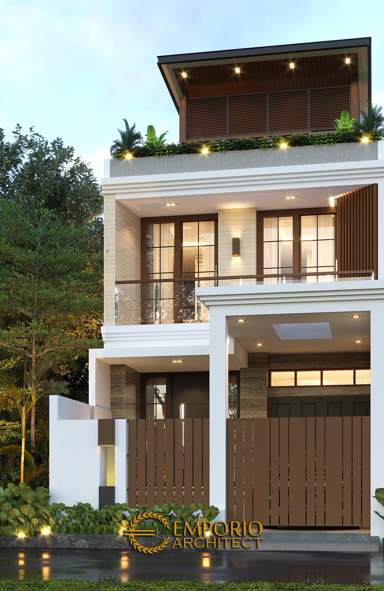 Desain Tampak Depan Dengan Pagar Rumah Modern 3 Lantai Ibu Liza Fitria di Bukittinggi, Sumatera Barat 3