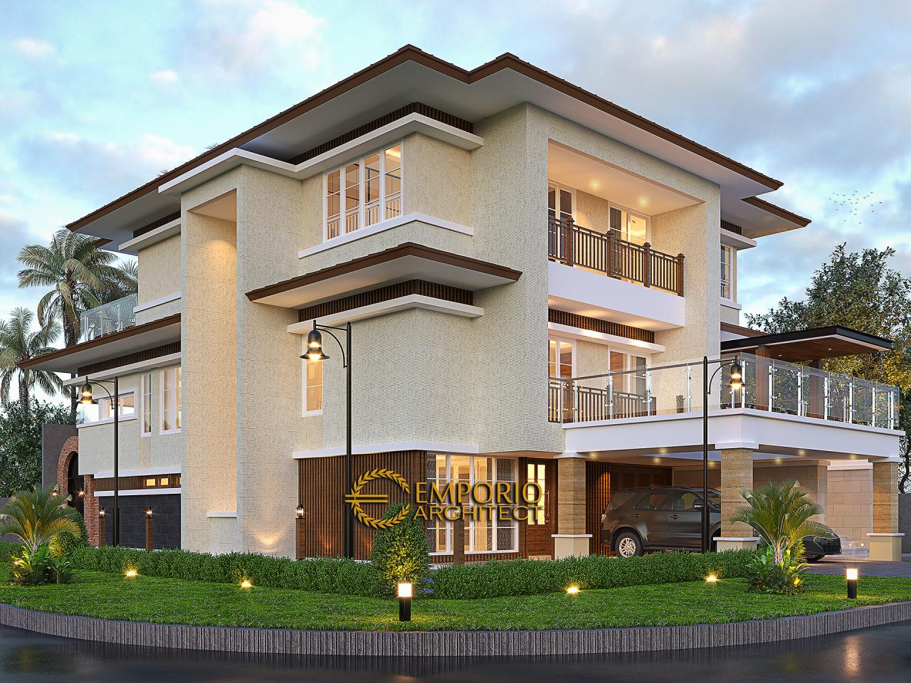 Desain Tampak Hook Rumah Modern 3 Lantai Ibu Lucy di Tangerang Selatan, Banten 2