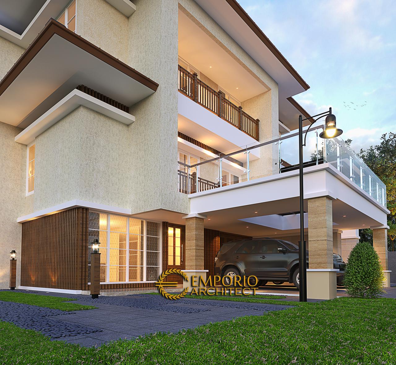 Desain Tampak Detail Depan 2 Rumah Modern 3 Lantai Ibu Lucy di Tangerang Selatan, Banten 4
