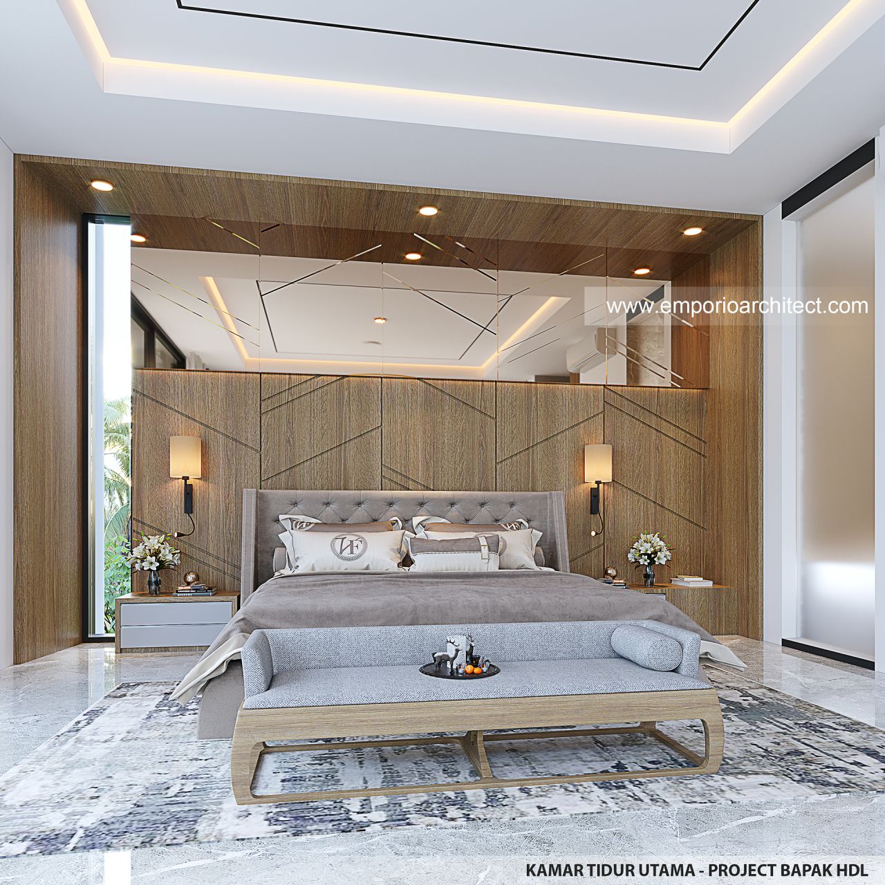 Desain Kamar Tidur Utama Rumah Modern 3 Lantai Bapak HMD di Kalimantan ...