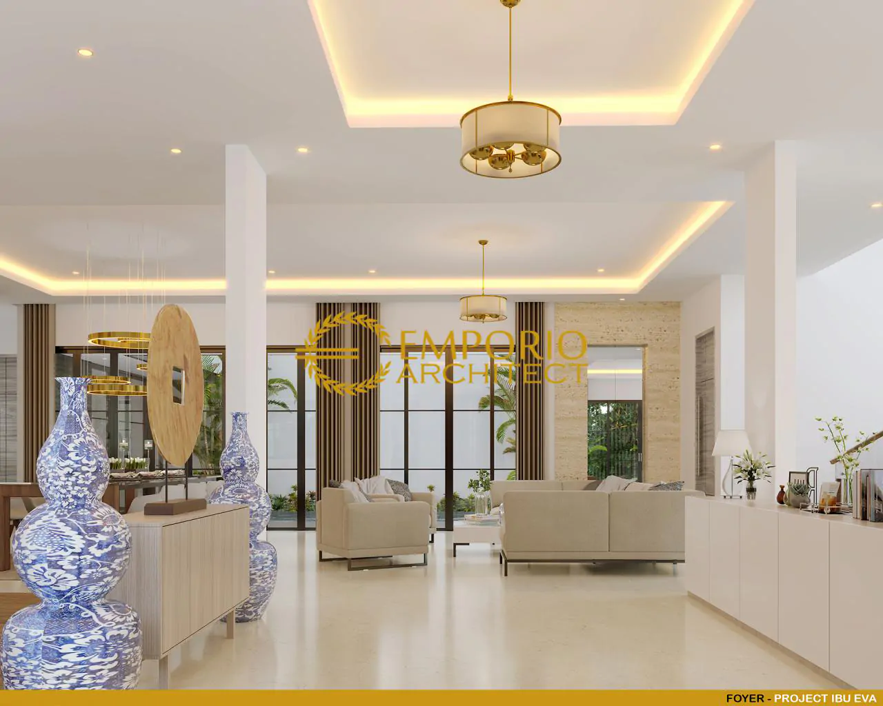 Desain Lobi Rumah Modern 3 Lantai Ibu Eva di Jakarta Utara 8109