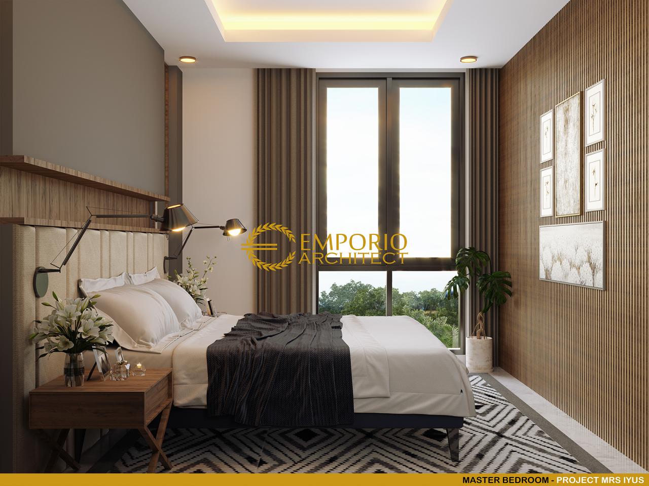 Desain Kamar Tidur Utama Rumah Modern 3 Lantai Ibu Iyus di Jakarta 9