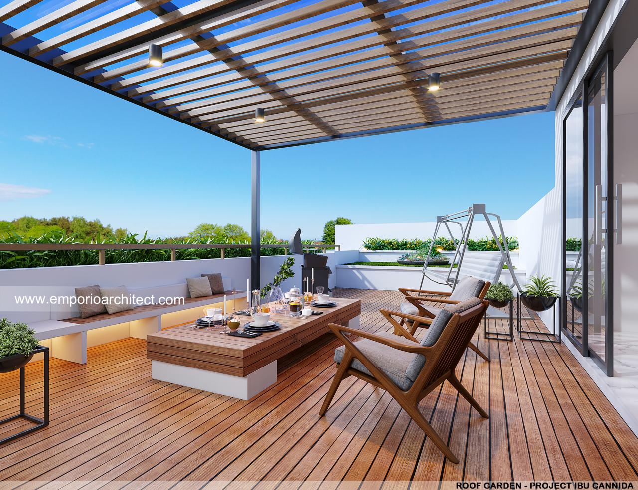 Desain Roof Garden Rumah Modern 3.5 Lantai Ibu CND di Jakarta Barat ...