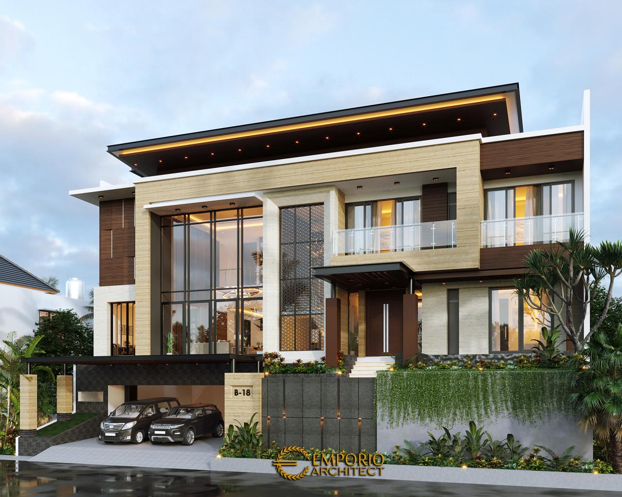 Desain Tampak Depan 2 Rumah Modern 3.5 Lantai Bapak V di Jakarta Timur 2