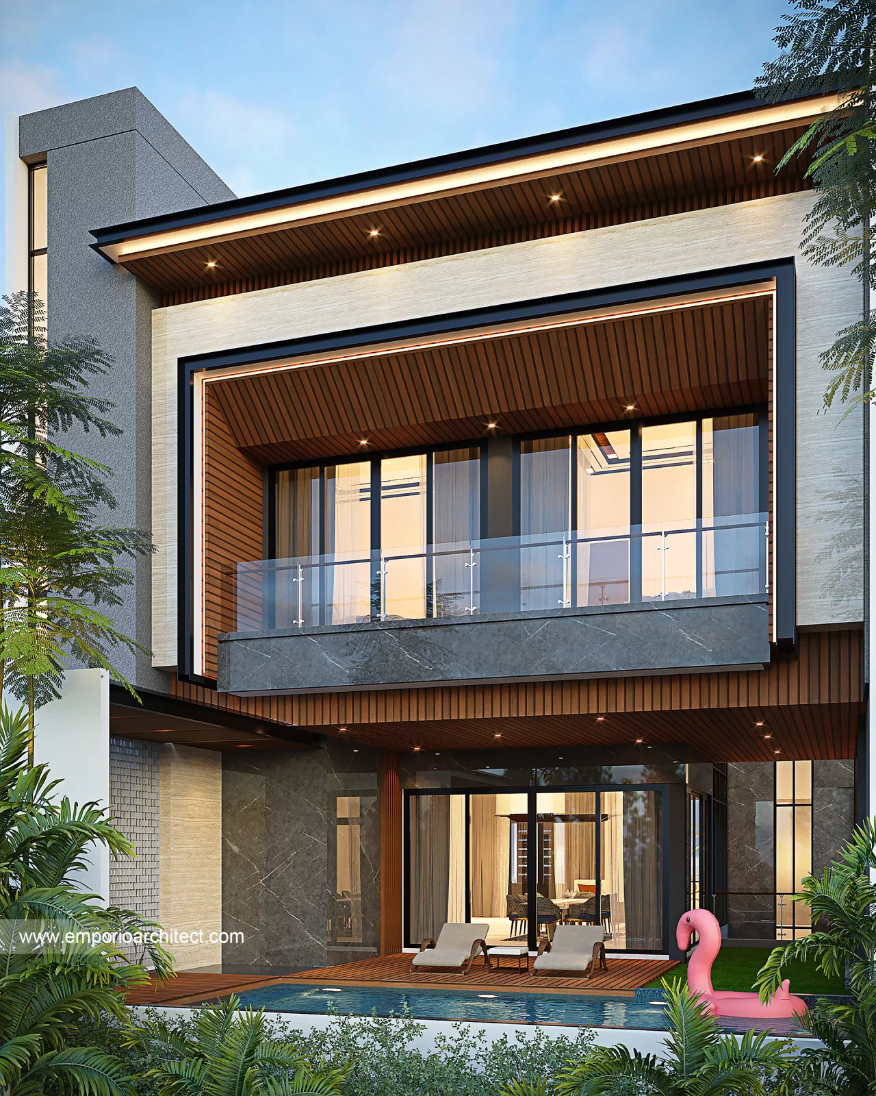 Desain Tampak Belakang Rumah Modern 4 Lantai Bapak MTJ di PIK 2, Tangerang 44308