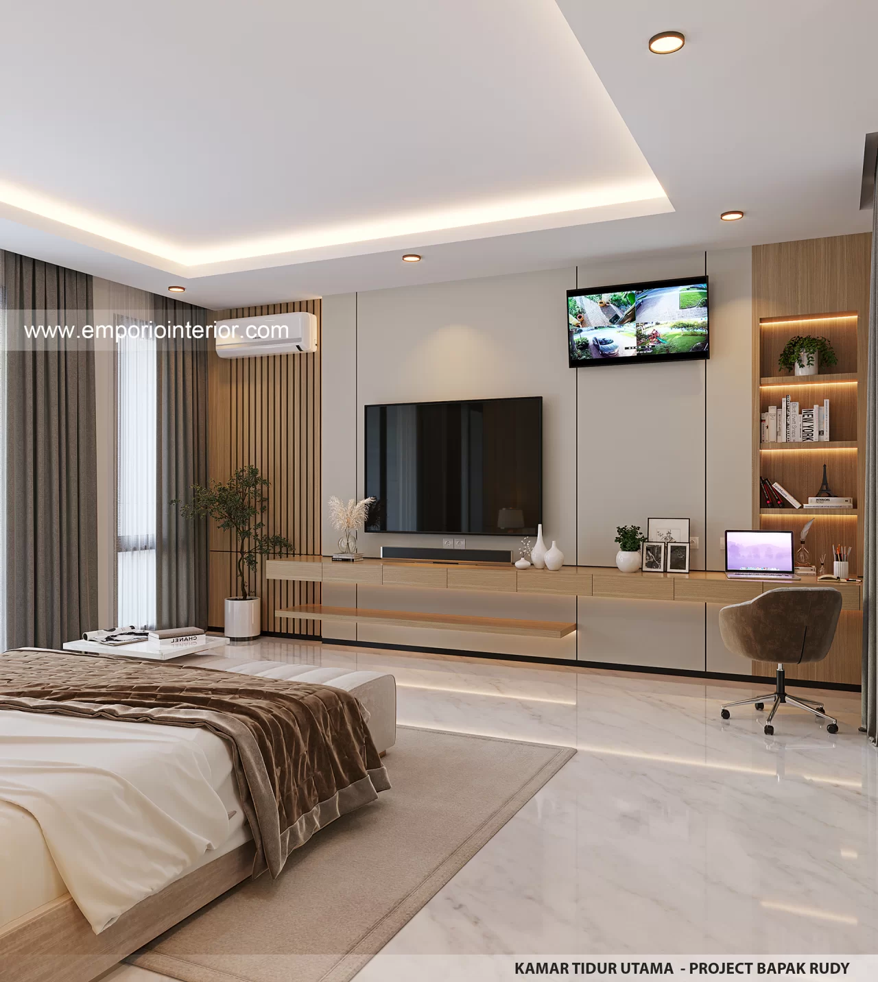 Desain Kamar Tidur Utama Rumah Modern 4.5 Lantai Bapak RSH di PIK, Jakarta Utara 40504