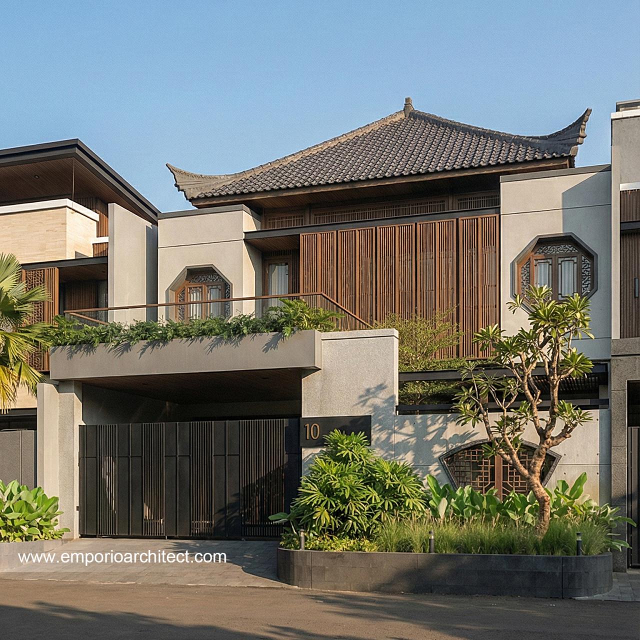 Gambar Desain Rumah Modern Chinese Oriental 2 Lantai Bapak DVI 2268 di  Surabaya