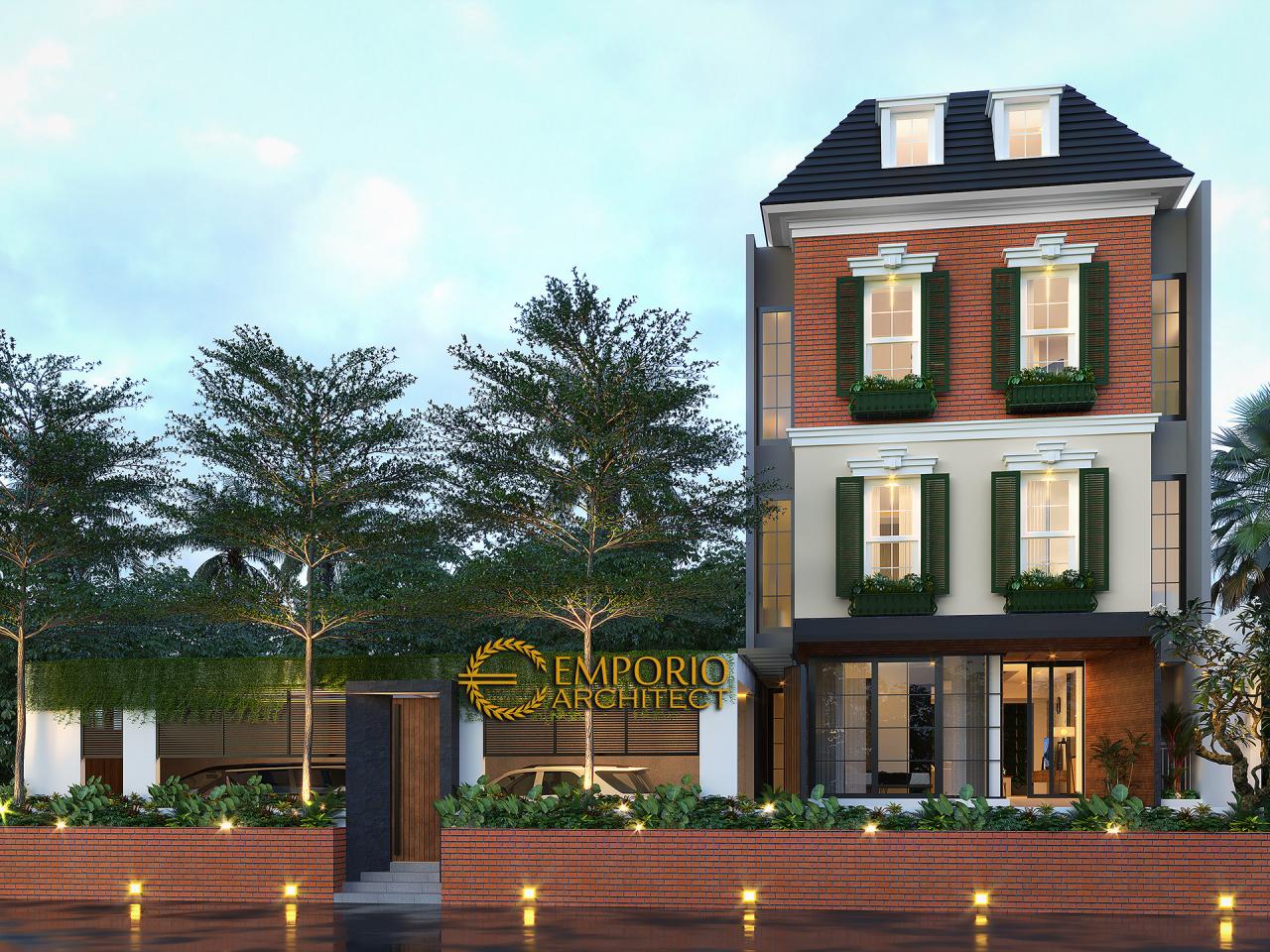 Desain Rumah Modern Classic 4.5 Lantai Ibu Santi di Jakarta Selatan - Tampak Depan 1