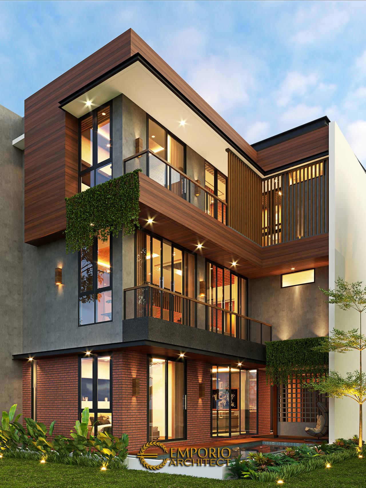 Desain Tampak Belakang Rumah Modern Industrial 3 Lantai Bapak Fadil di Tangerang Selatan, Banten 3