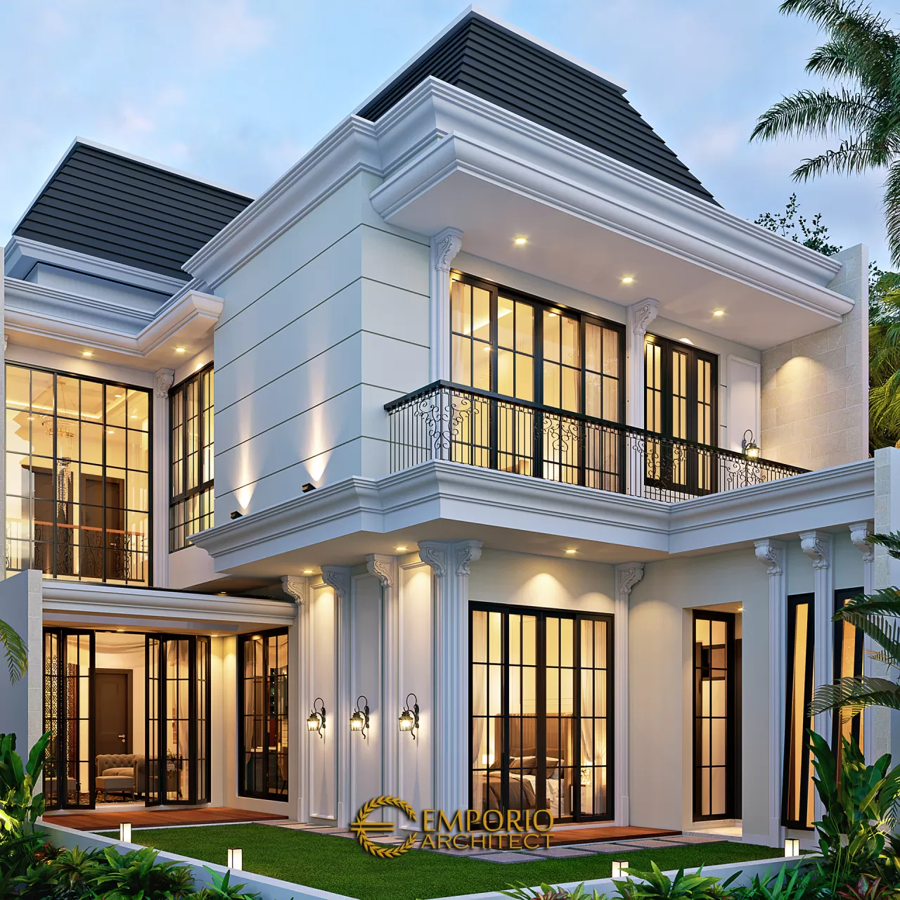 Desain Tampak Belakang Rumah Modern Klasik 2 Lantai Ibu Zerli di Jakarta 19303