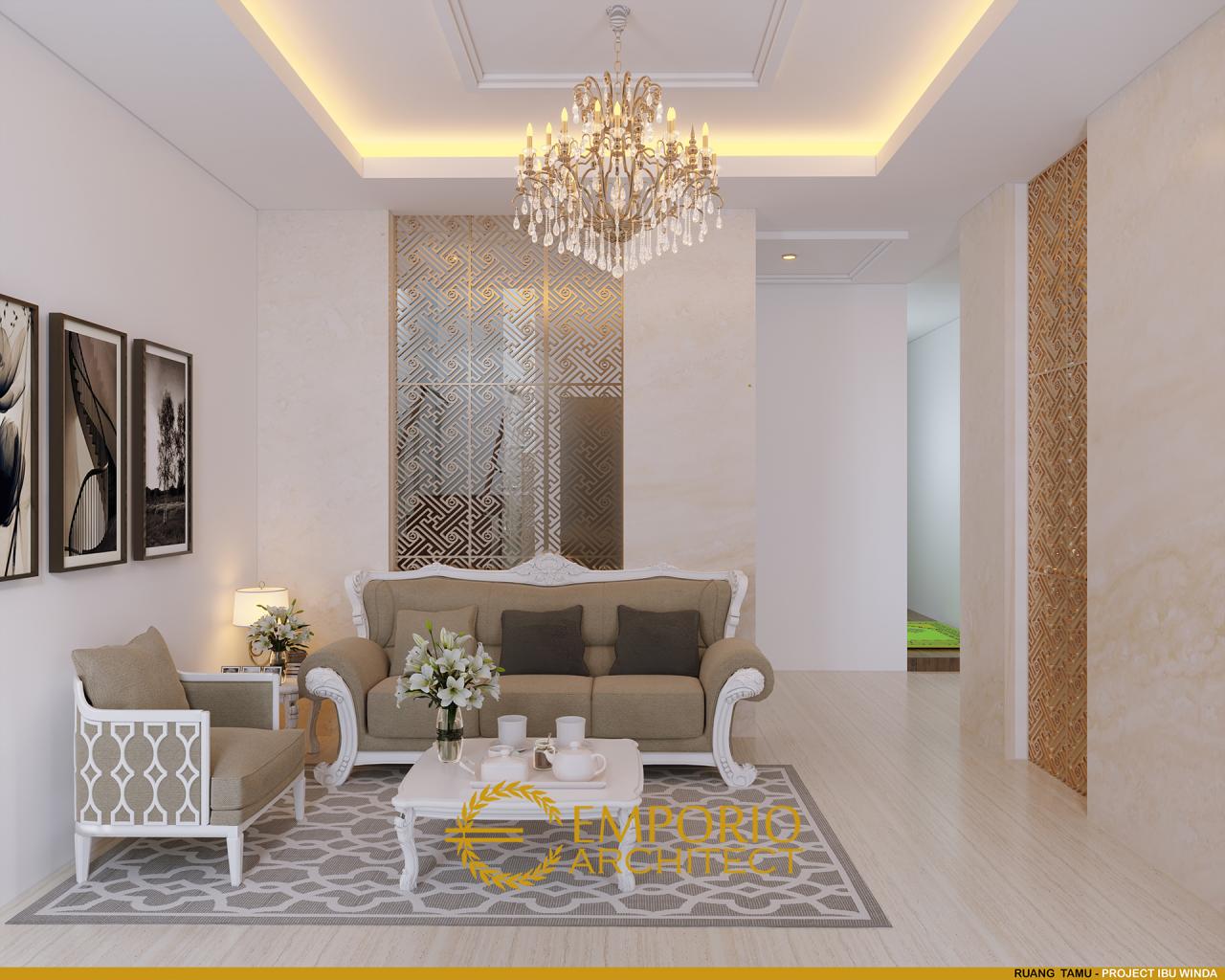 Desain Ruang Tamu Rumah Modern Klasik 3 Lantai Ibu Winda di Padang, Sumatera Barat 4