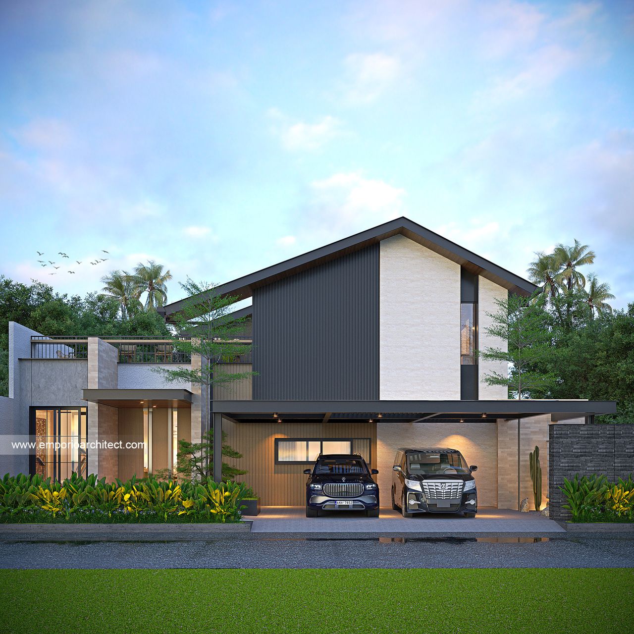Desain Rumah Modern Kontemporer 2 Lantai Bapak BTJ dan Ibu RN 1781 di