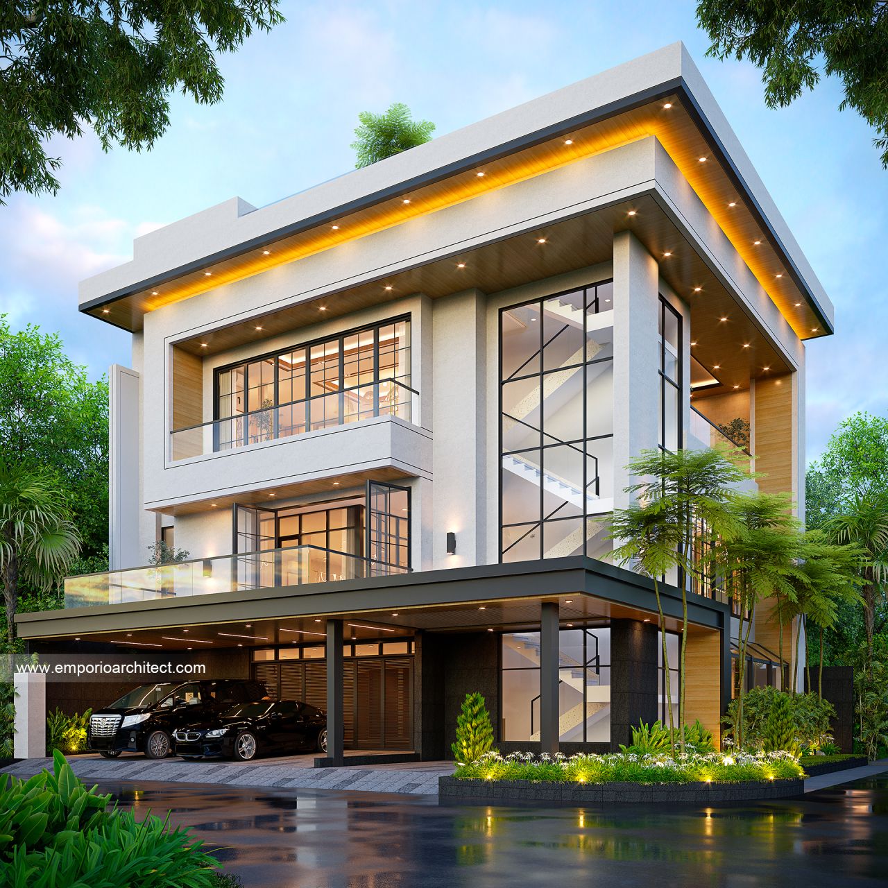 Desain Kantor dan Rumah Modern Minimalis 4 Lantai Bapak JY di  Cengkareng, Jakarta Barat