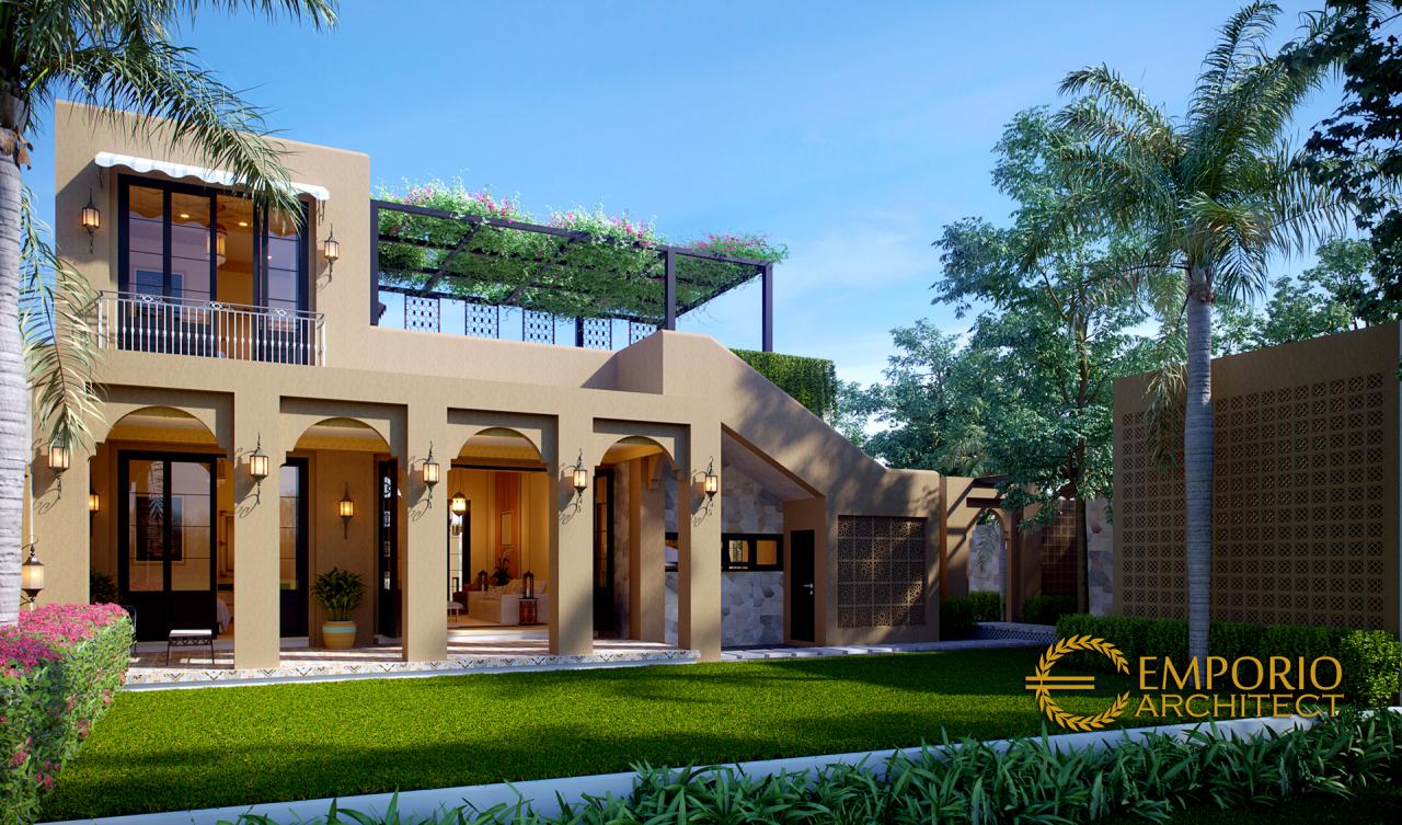 Desain Tampak Belakang 2 Rumah Moroccan Style 1.5 Lantai Bapak M. Ahmad di Cirebon, Jawa Barat 5