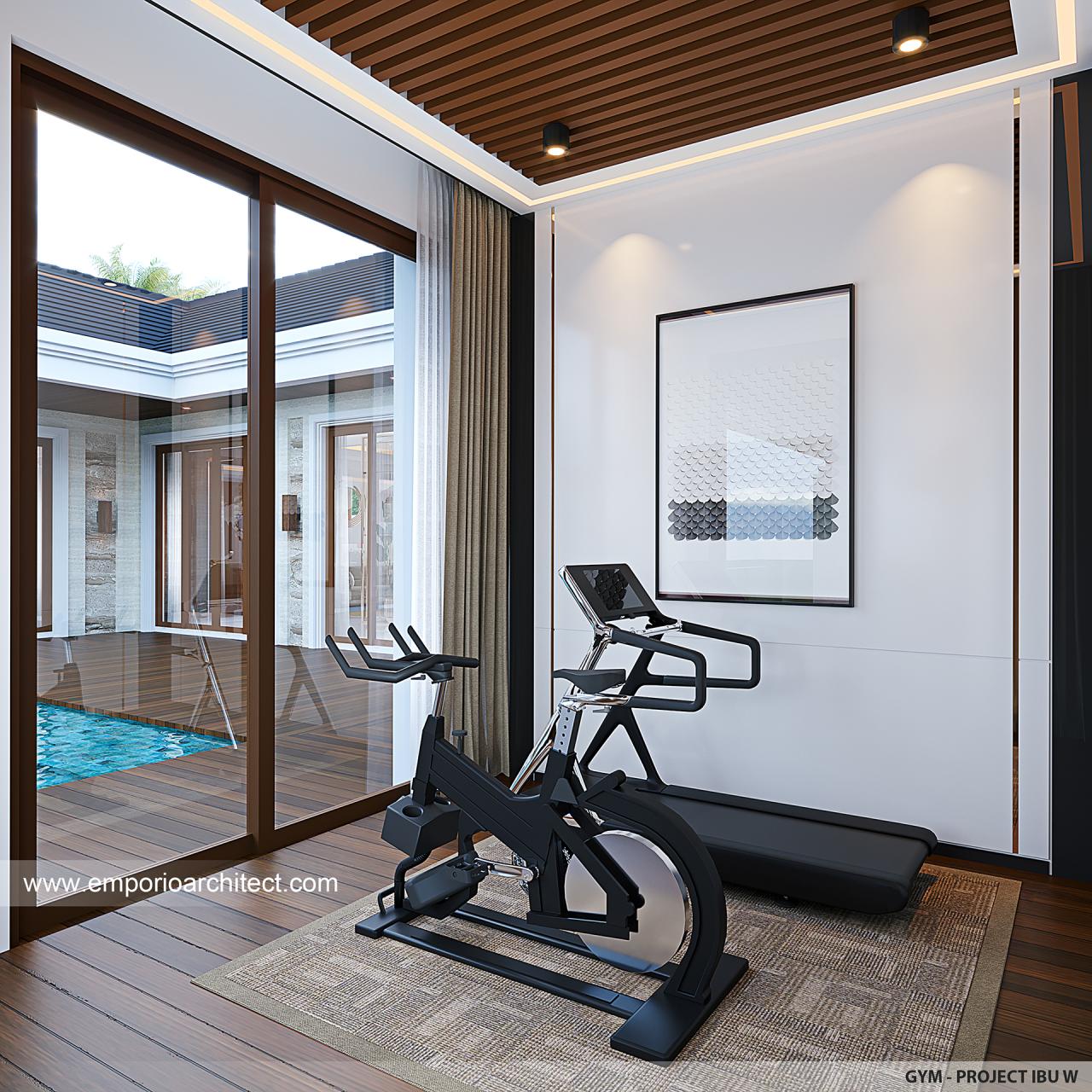 Desain Area Gym Rumah Villa Bali 1 Lantai Ibu WN di Sragen, Jawa Tengah ...